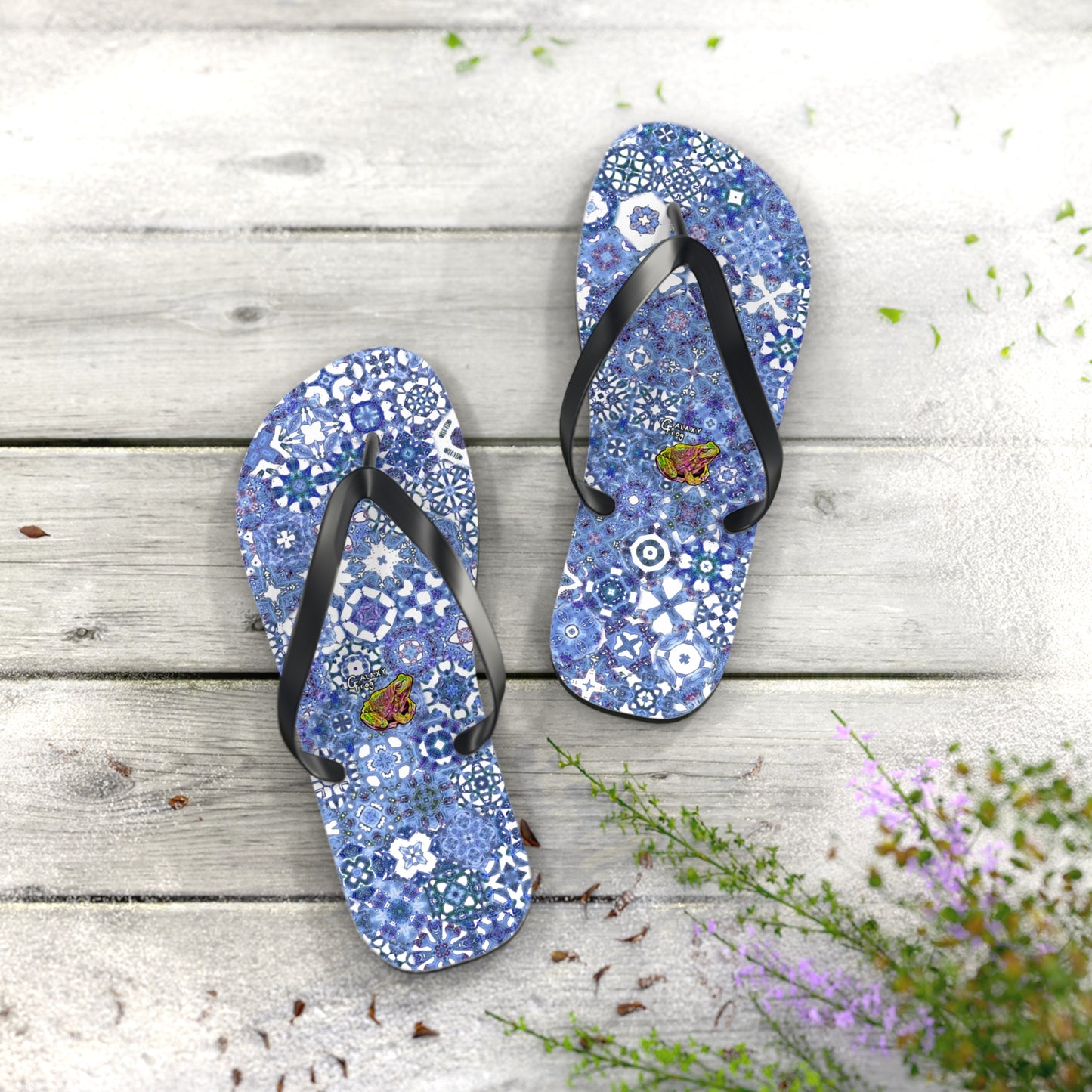 Galaxy Frog Set You Free Cymagic Kaleidoscape Flip Flops