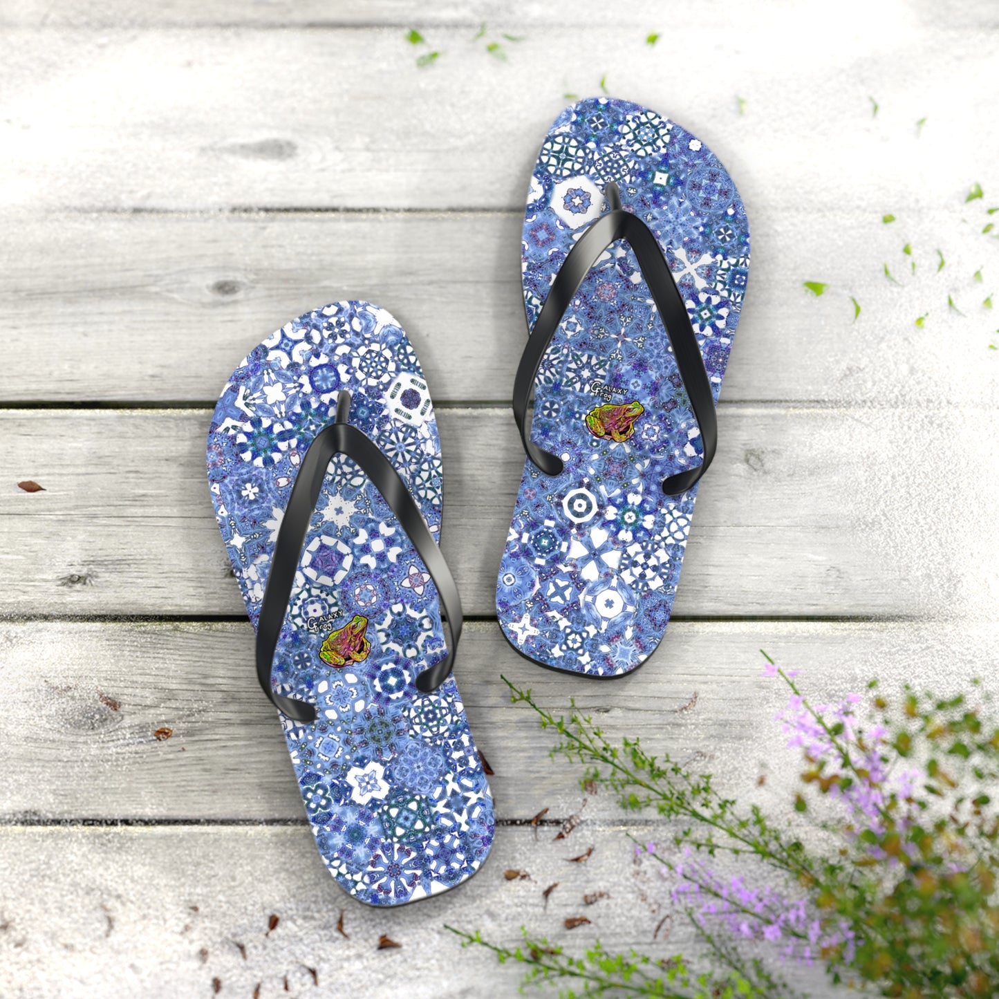 Galaxy Frog Set You Free Cymagic Kaleidoscape Flip Flops