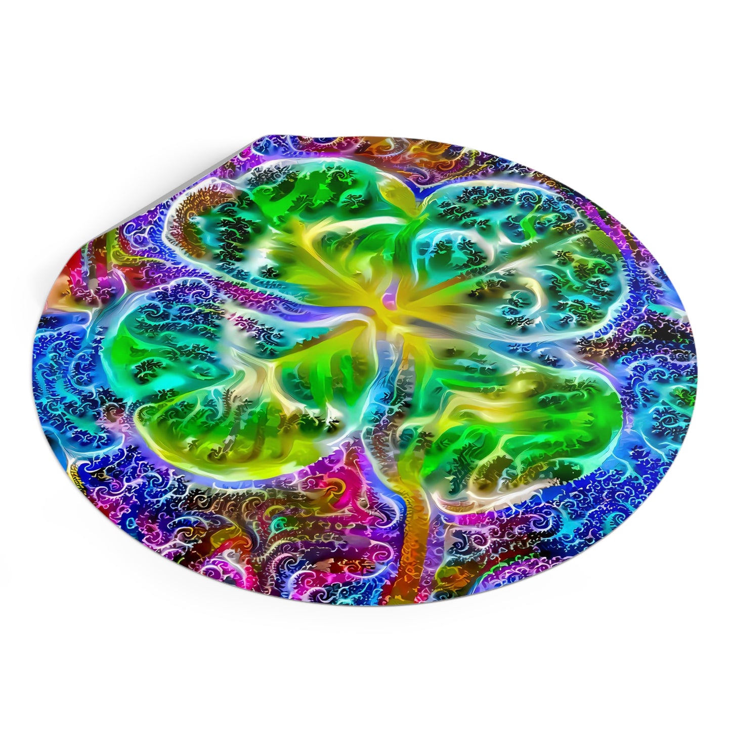 Galaxy Frog Clover Round Vinyl Stickers