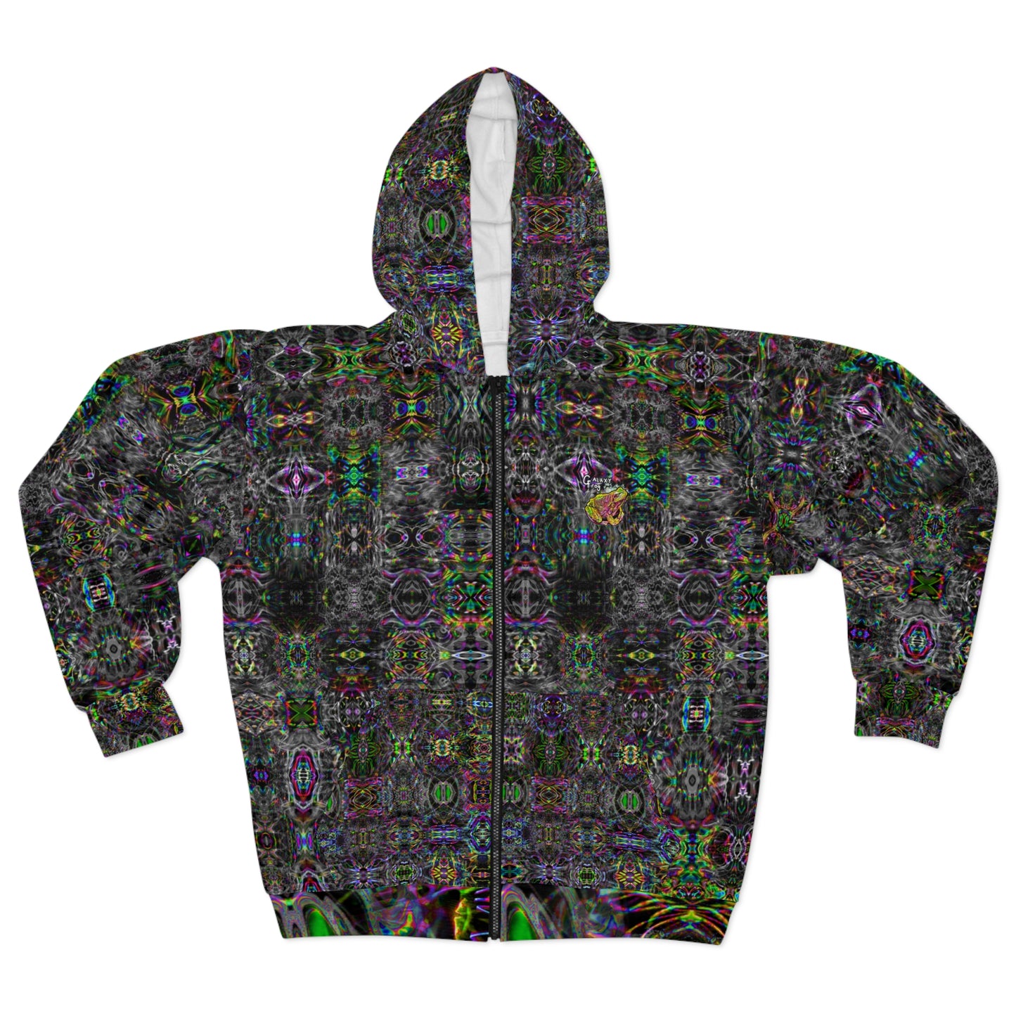 Galaxy Frog Zip Hoodie - Fractal Cymagic Healing and Wellness Hoodie