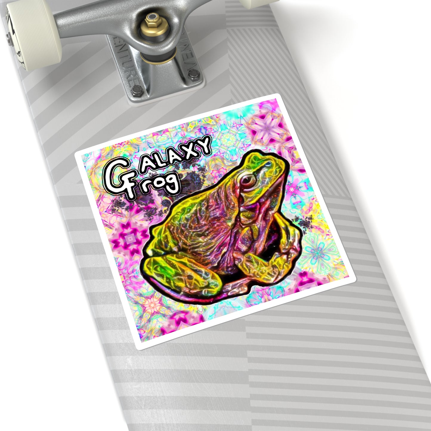 Galaxy Frog Fractal Cymagic Kaleidoscape Joy+ Square Stickers