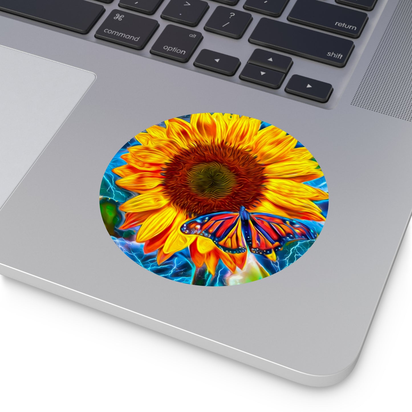 Galaxy Frog Sunflower Round Vinyl Stickers