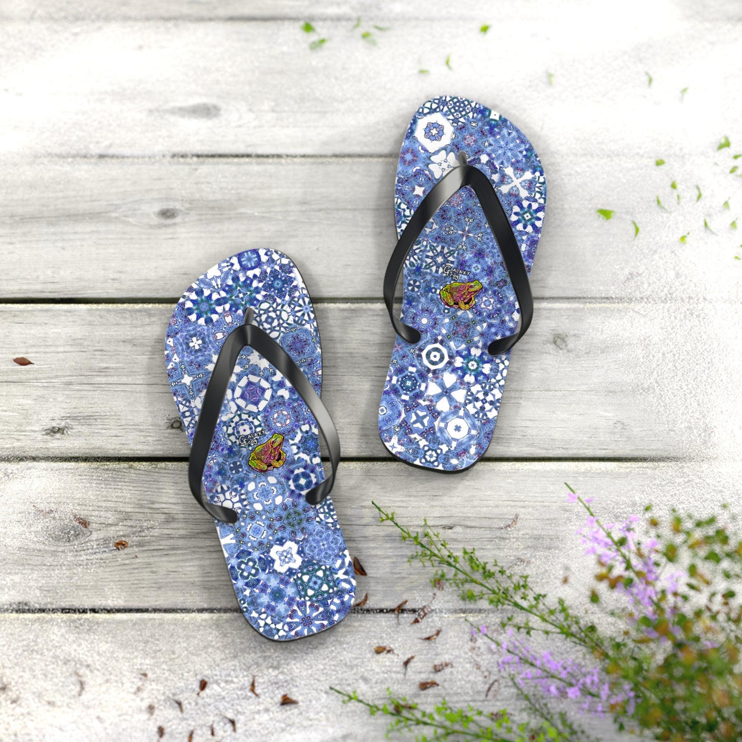 Galaxy Frog Set You Free Cymagic Kaleidoscape Flip Flops