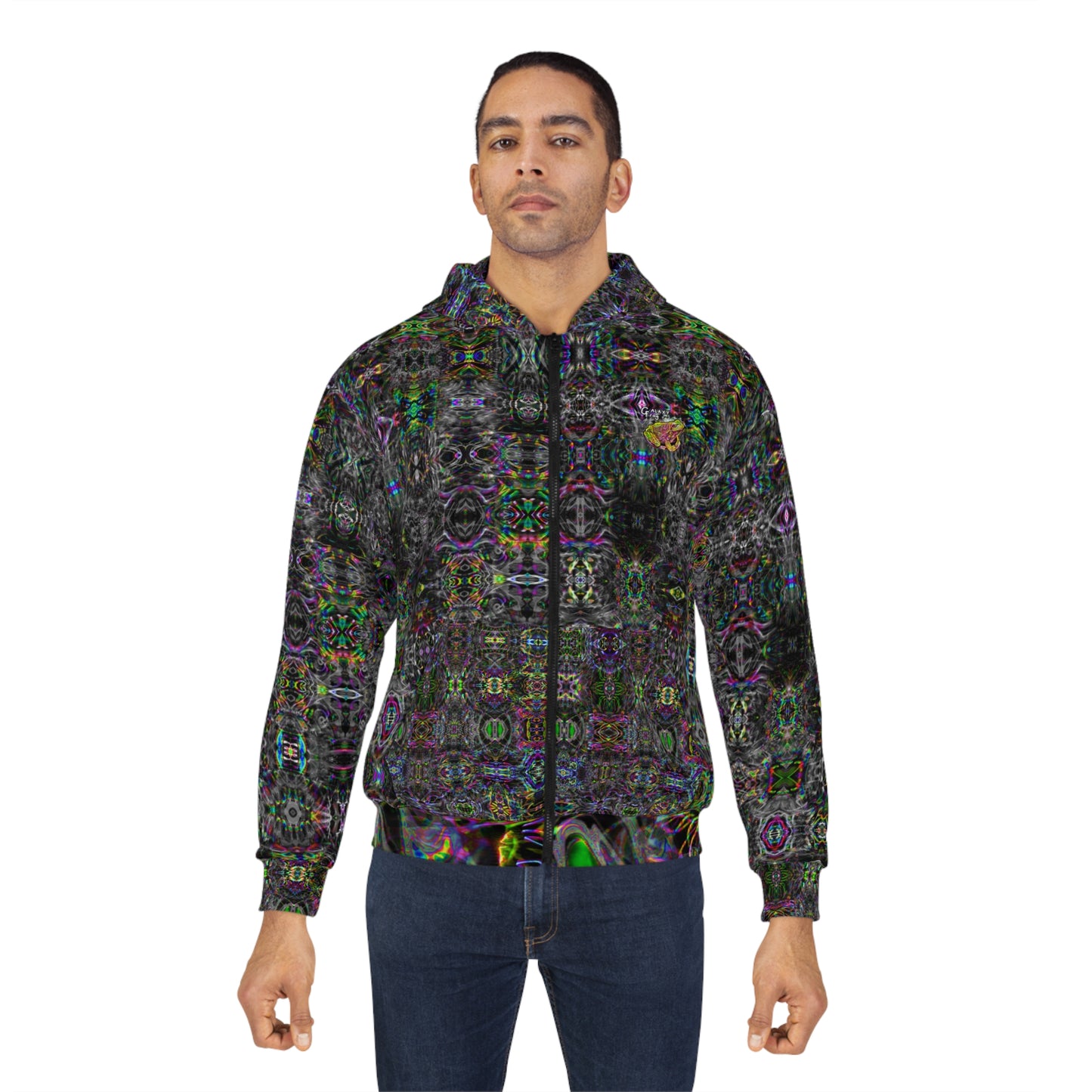 Galaxy Frog Zip Hoodie - Fractal Cymagic Healing and Wellness Hoodie