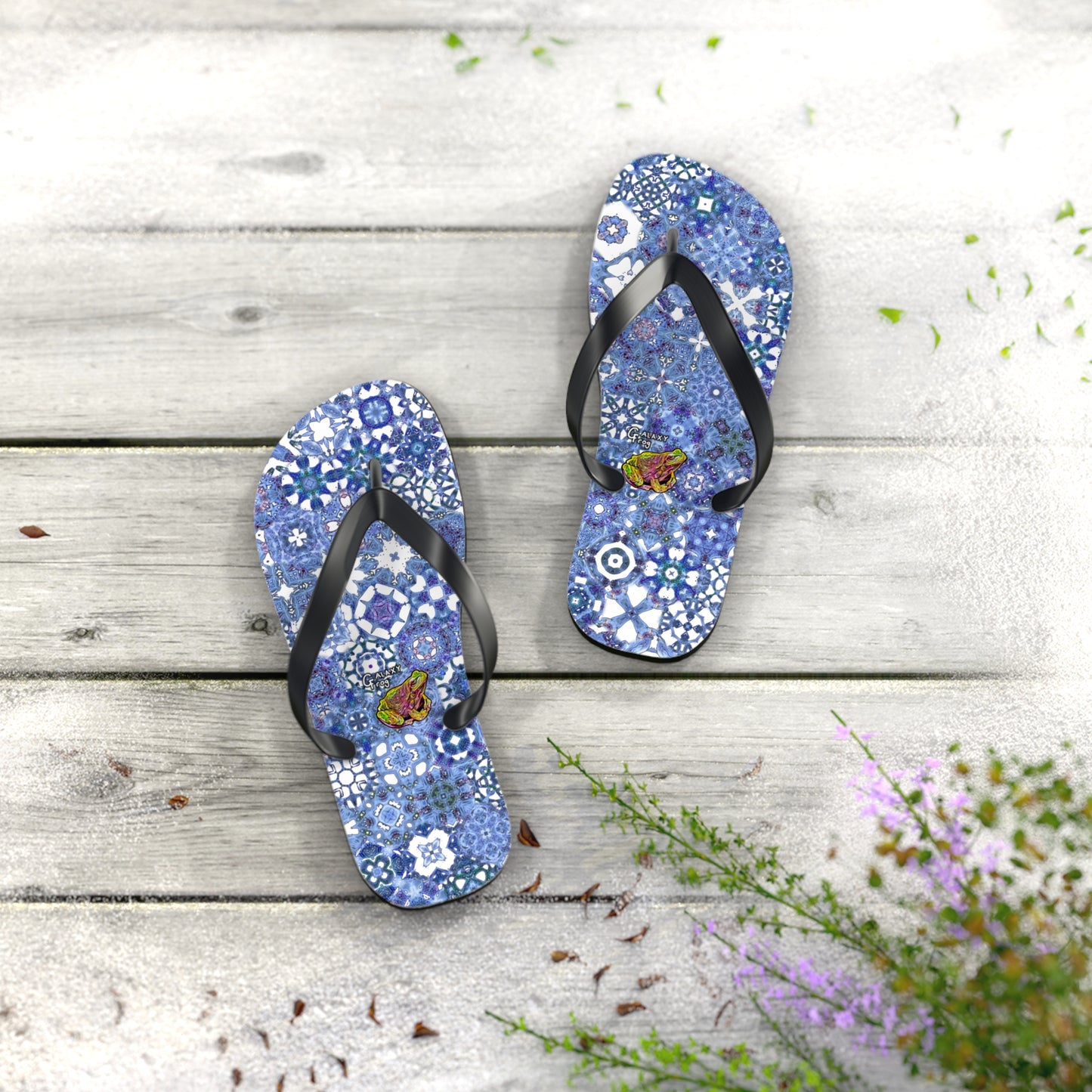 Galaxy Frog Set You Free Cymagic Kaleidoscape Flip Flops
