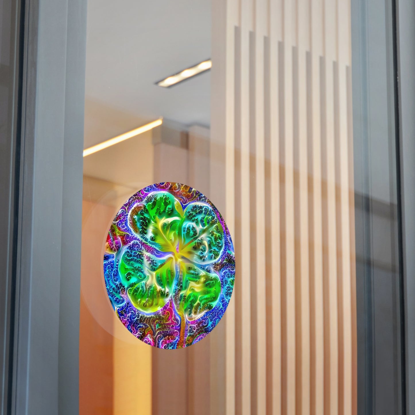 Galaxy Frog Clover Round Vinyl Stickers