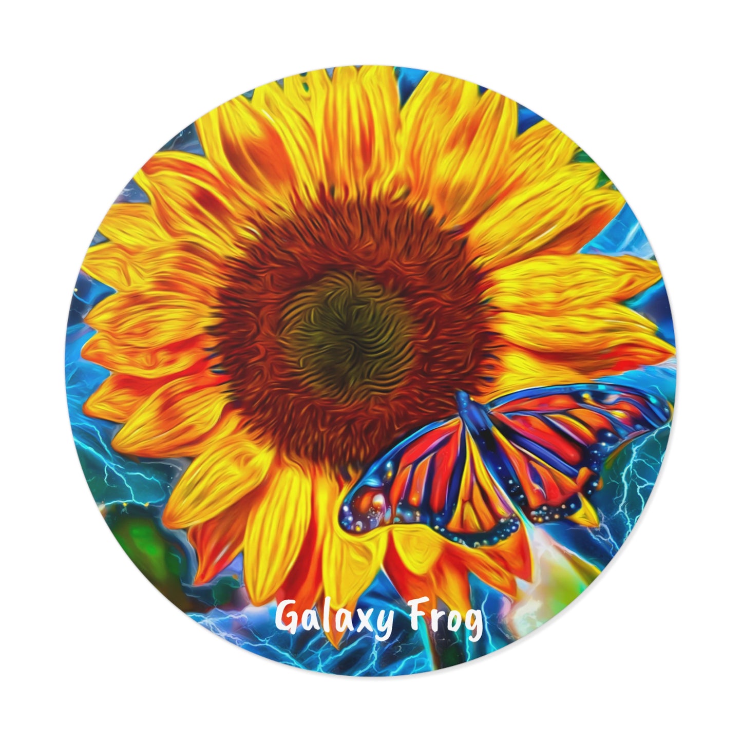 Galaxy Frog Sunflower Round Vinyl Stickers