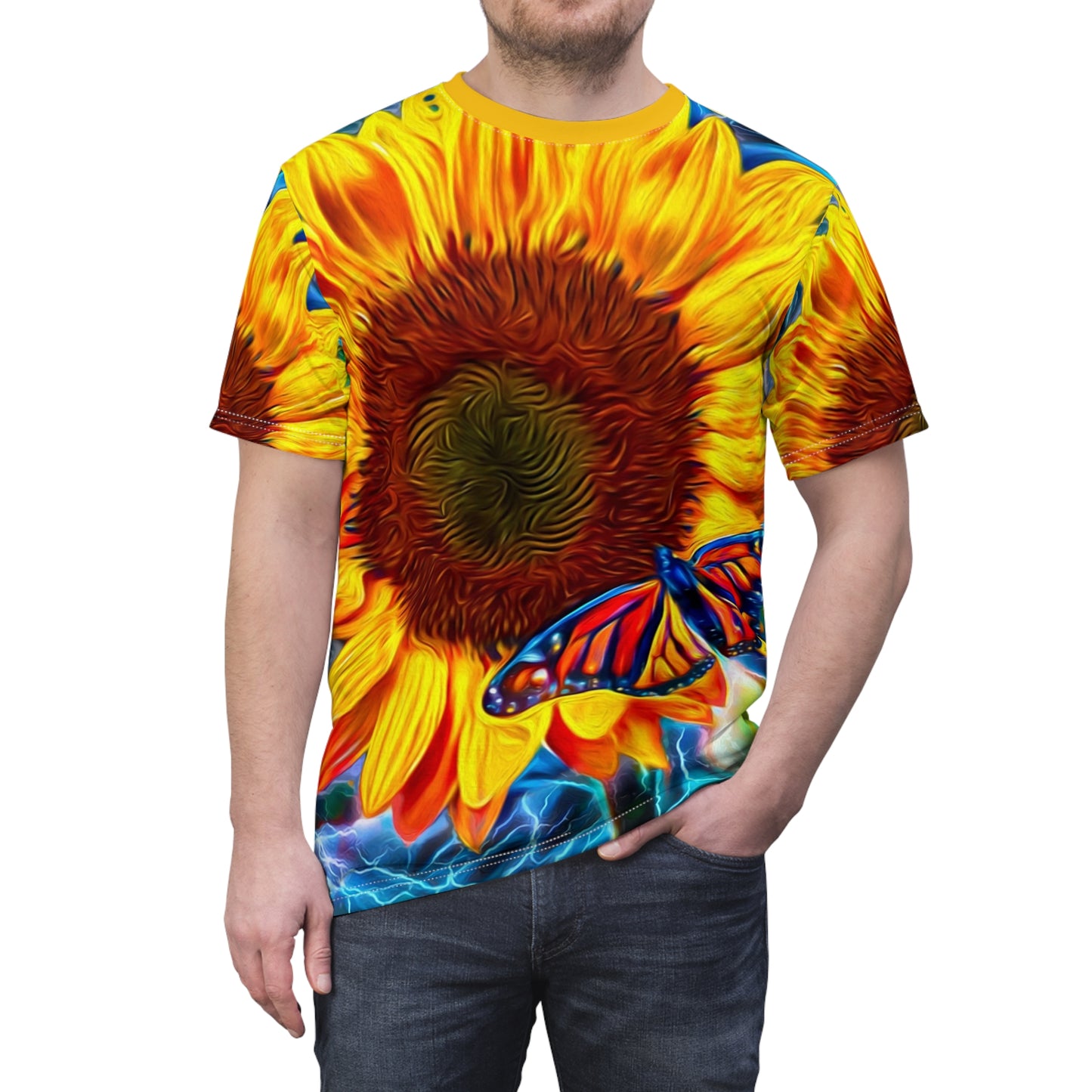 Lightning Sunflower Unisex AOP Cut & Sew Tee