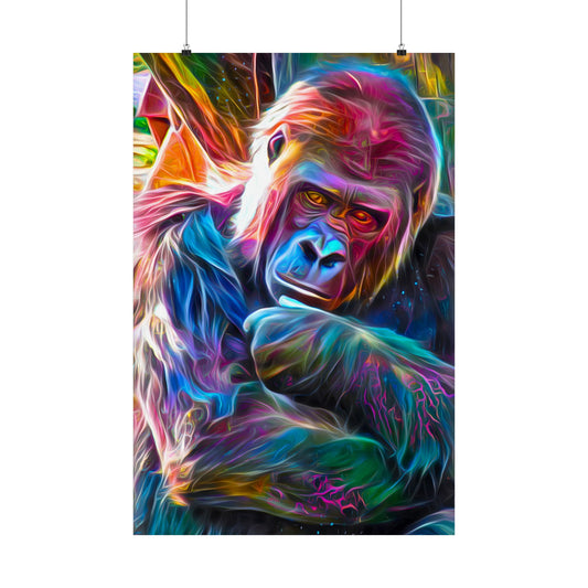 Neon Sunset Gorilla Premium Matte vertical posters