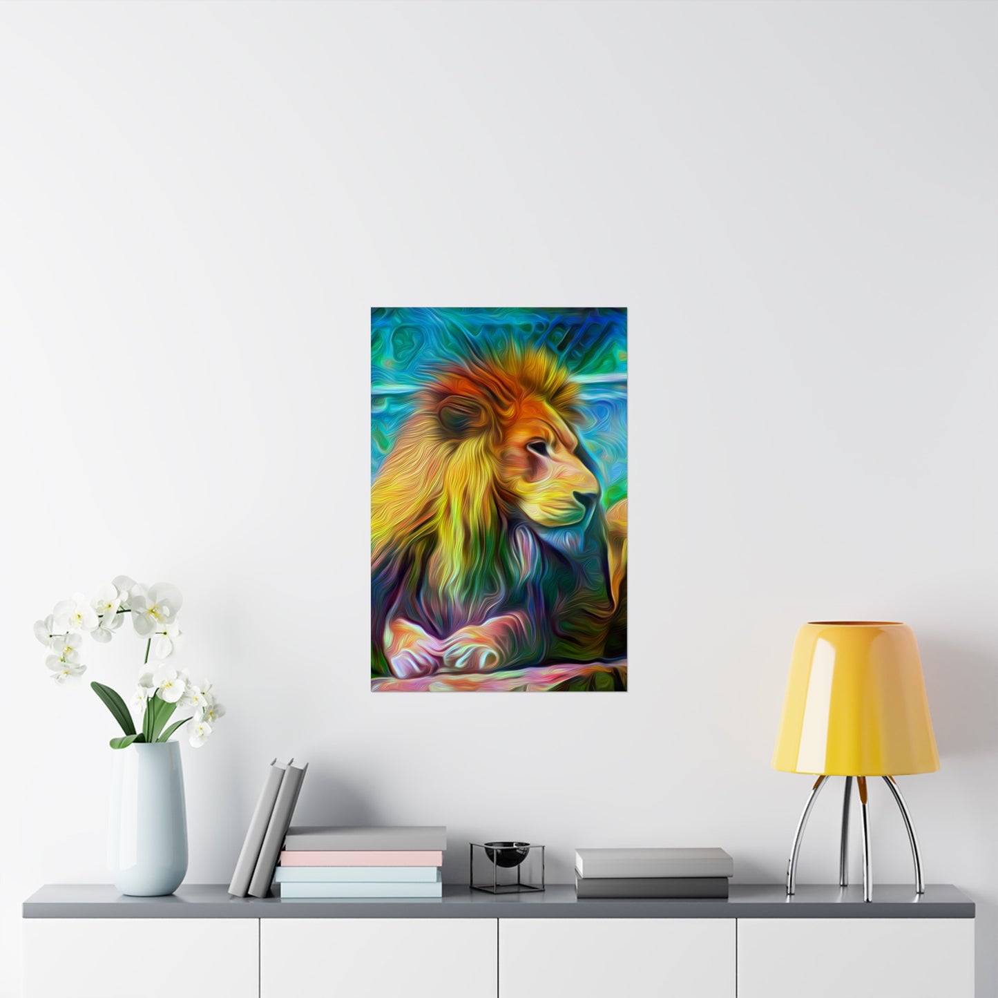 Under the Sun's Brilliant Blanket Lion Premium Matte vertical posters