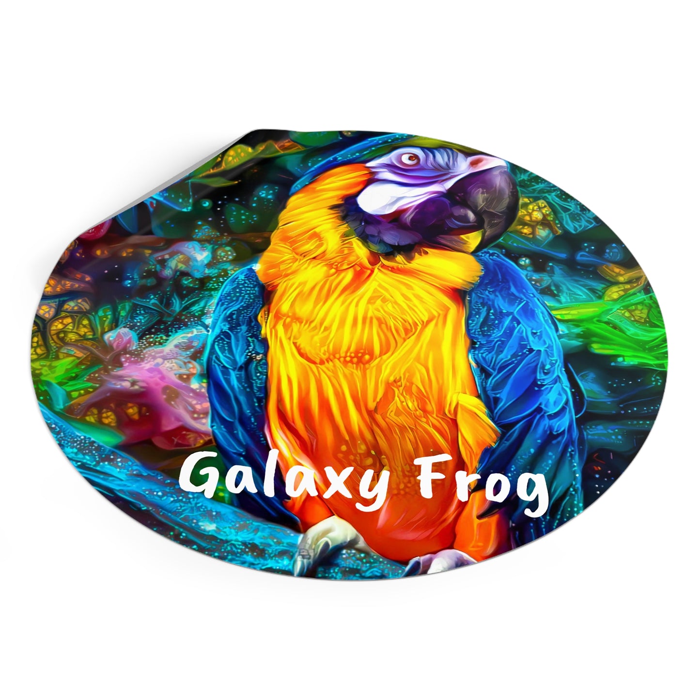 Galaxy Frog Parrot Round Vinyl Stickers