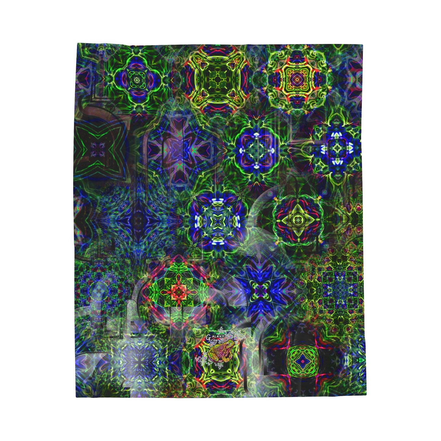Galaxy Frog Happy and Healthy Cymagic Fractal Kaleidoscape Healing Blanket