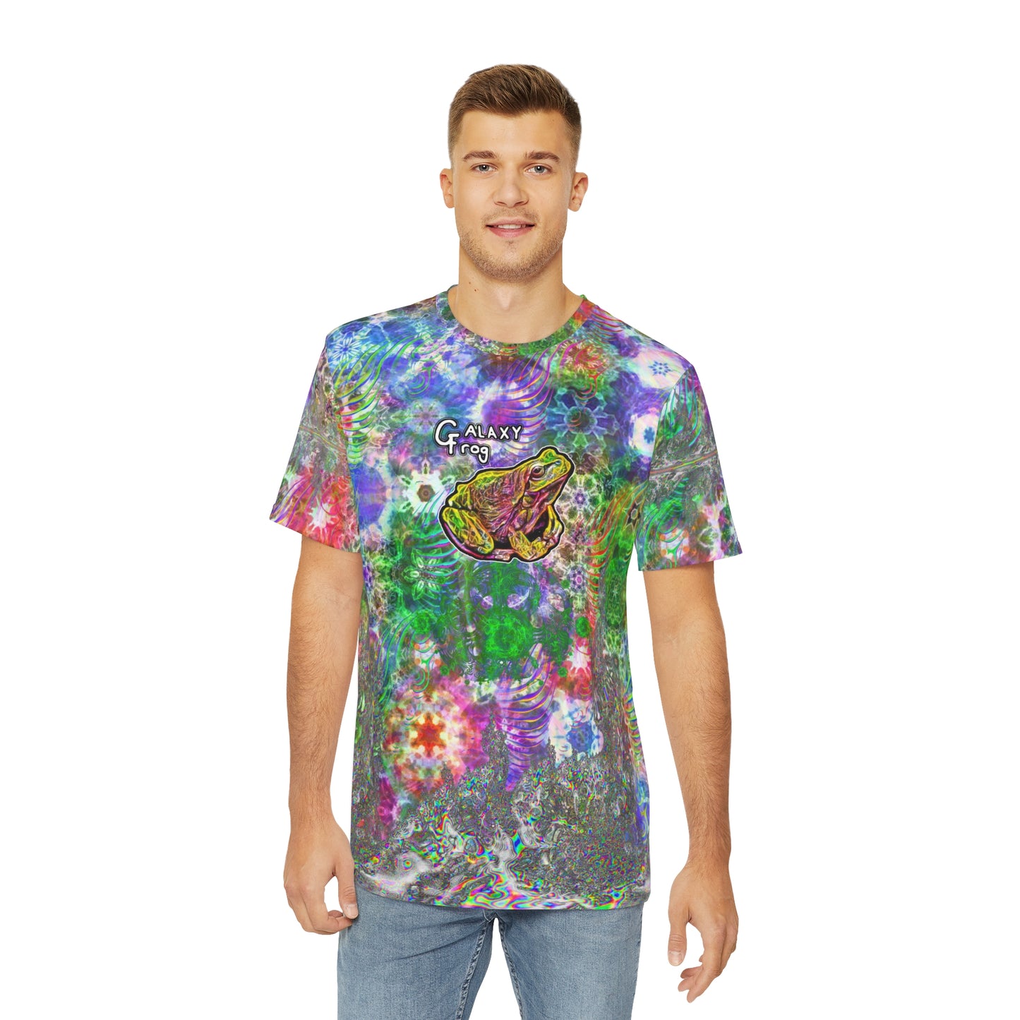 Galaxy Frog Fractal Cymatics Men's Polyester Tee (AOP)