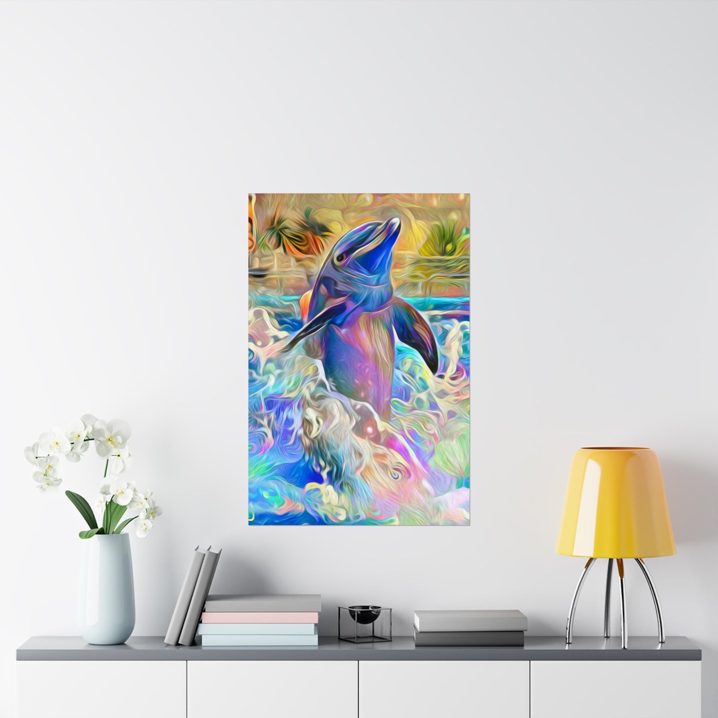 A Splash of Color Dolphin Premium Matte vertical posters