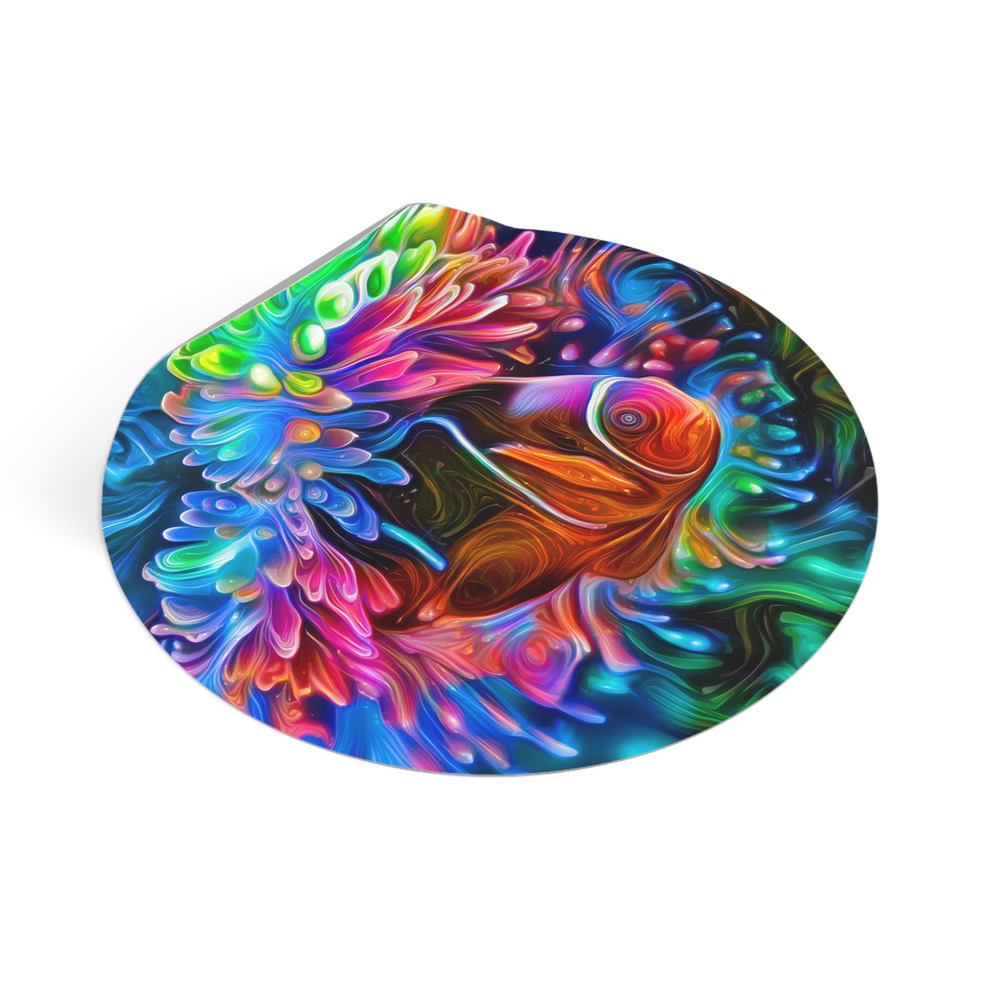 Galaxy Frog Guppy Round Vinyl Stickers