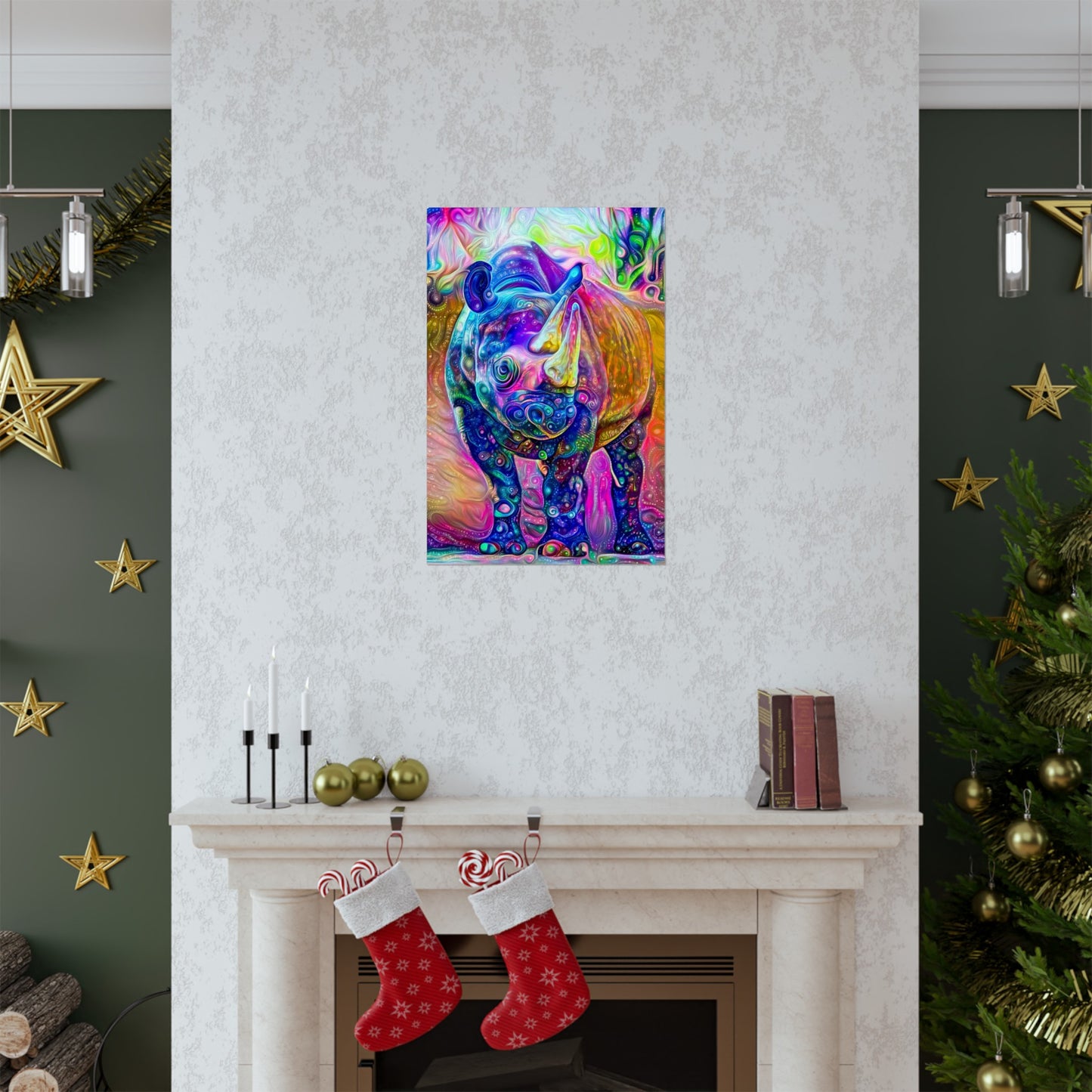 Rad Rainbow Rhino Premium Matte vertical posters