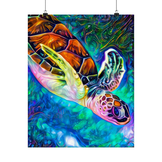 Diving into Dreams Turtle Premium Matte vertical posters