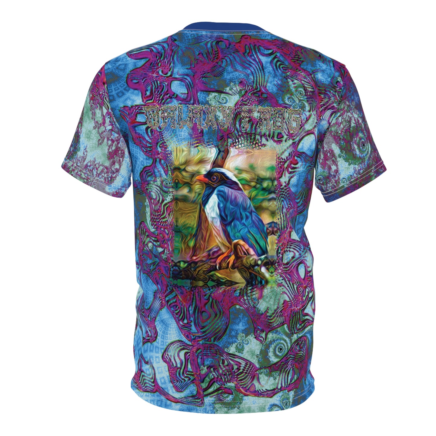 Galaxy Frog Fractal Cymatics "Blue Bird"  Tee (AOP)