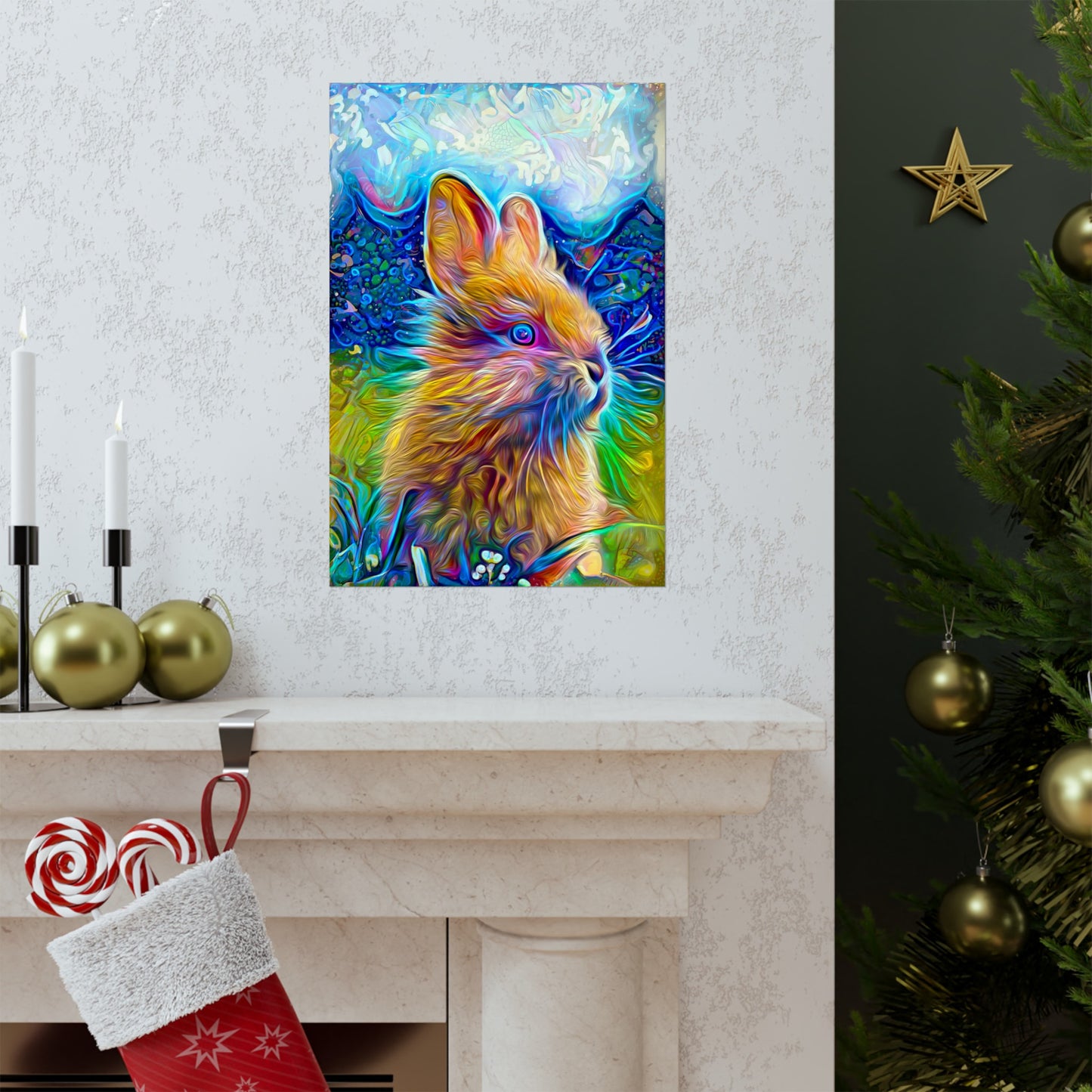 Rainbow Bunny Premium Matte vertical posters