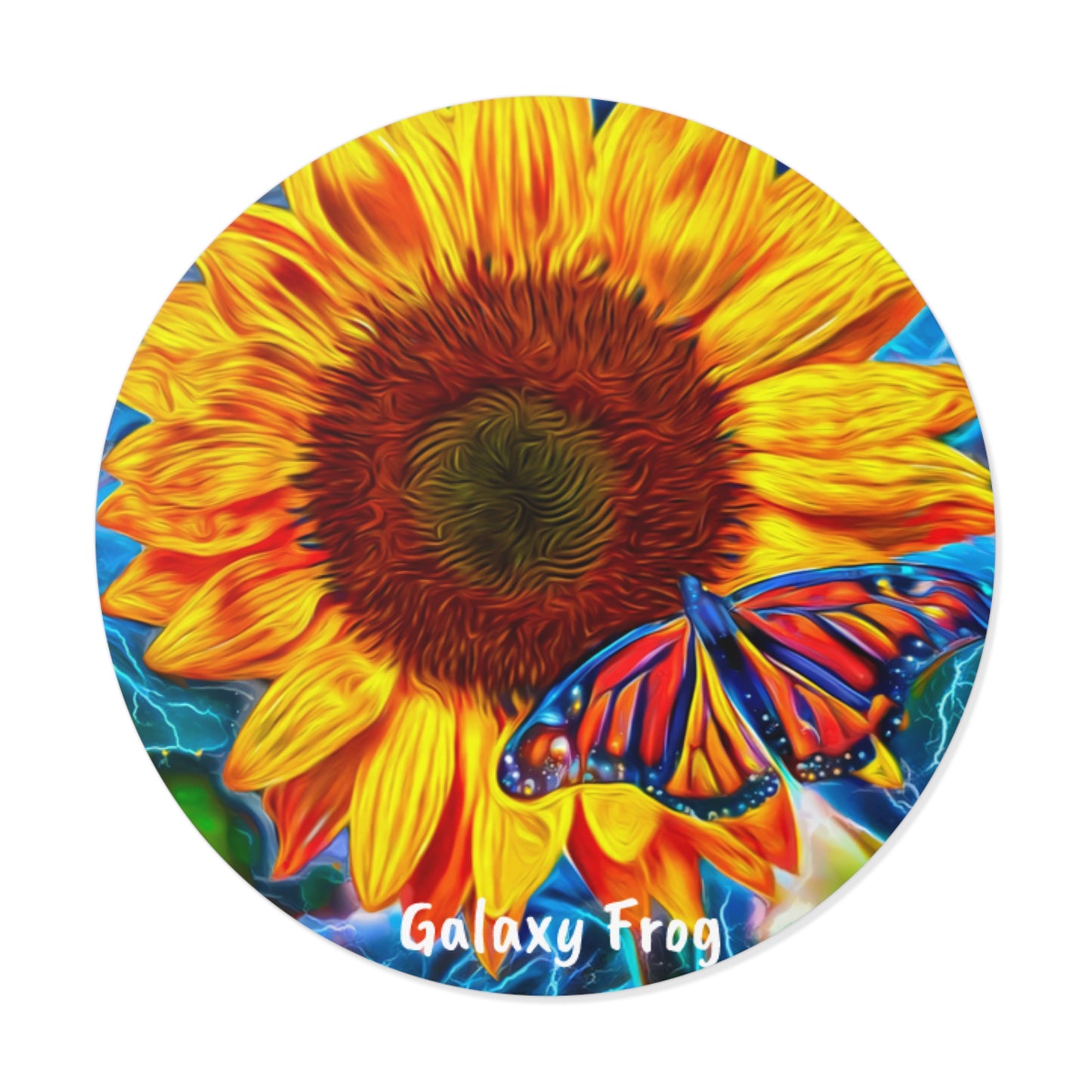 Galaxy Frog Sunflower Round Vinyl Stickers