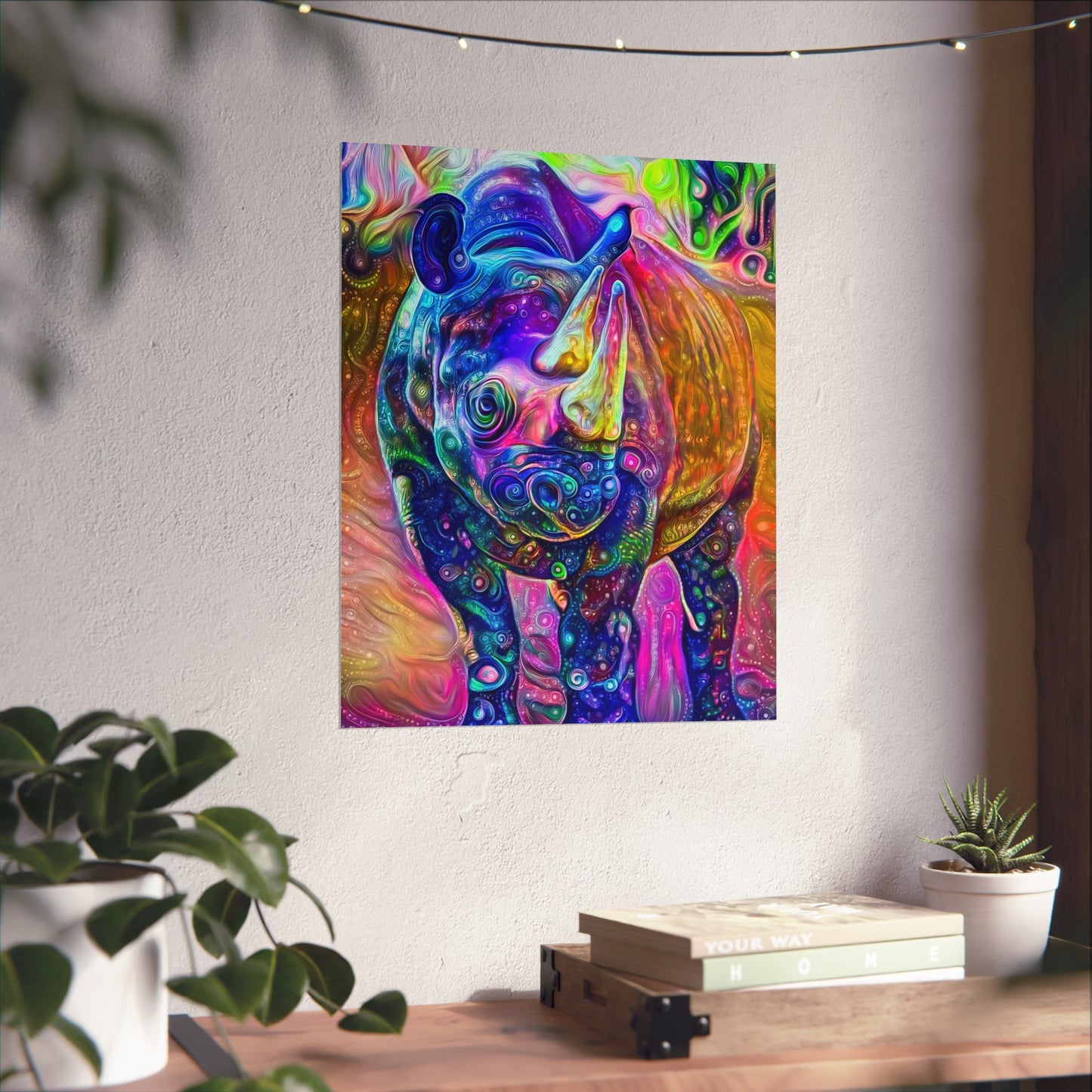 Rad Rainbow Rhino Premium Matte vertical posters