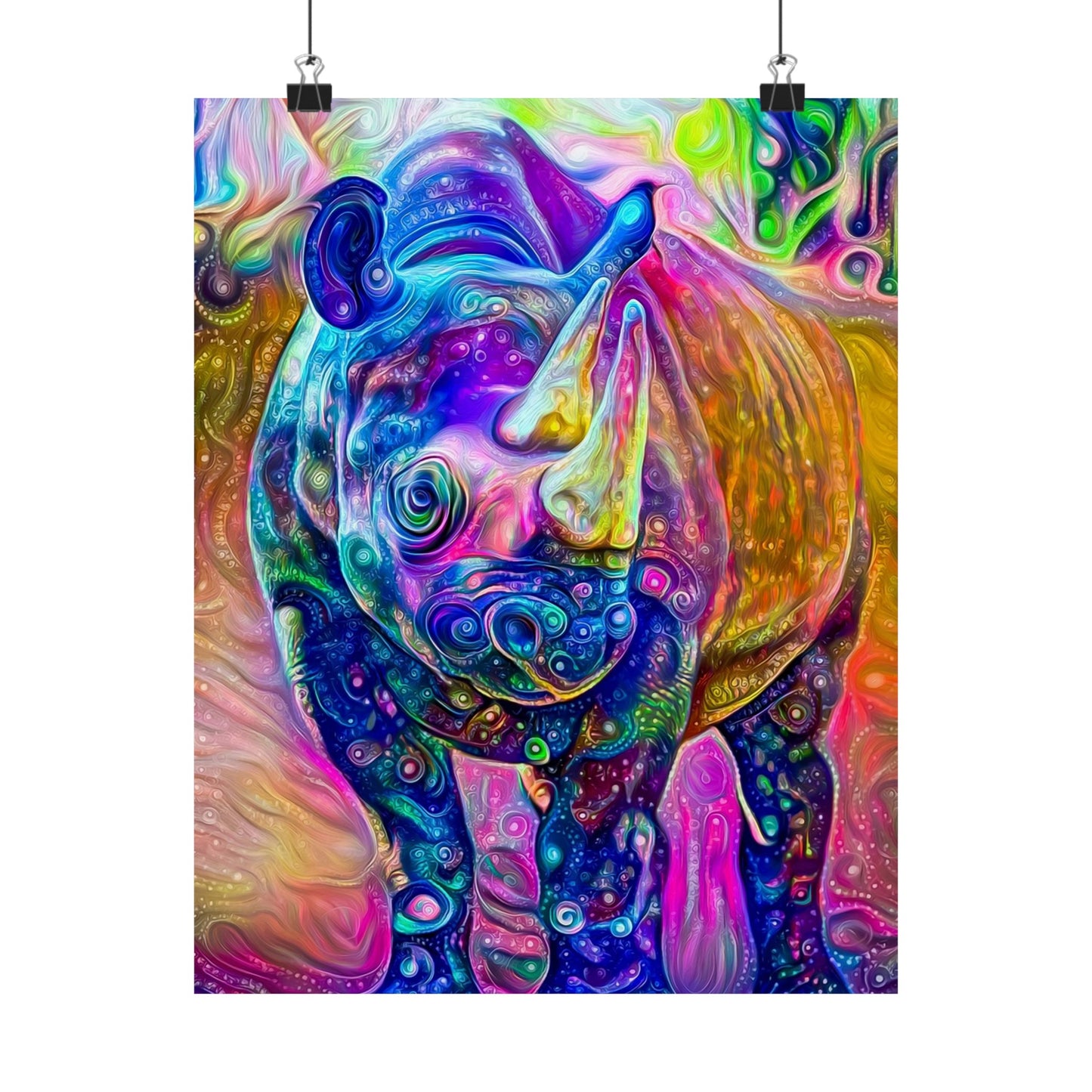 Rad Rainbow Rhino Premium Matte vertical posters