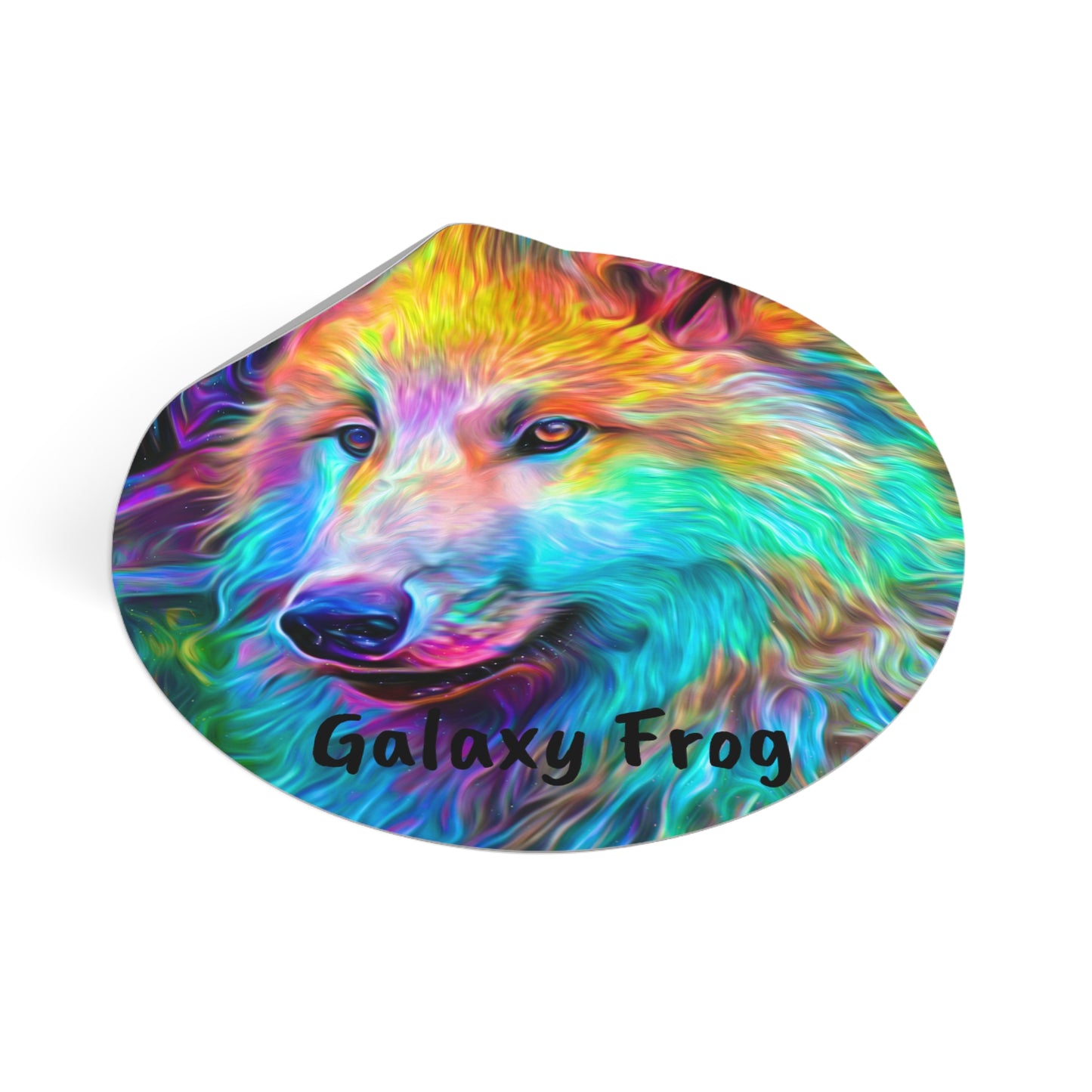 Galaxy Frog Wolf Round Vinyl Stickers