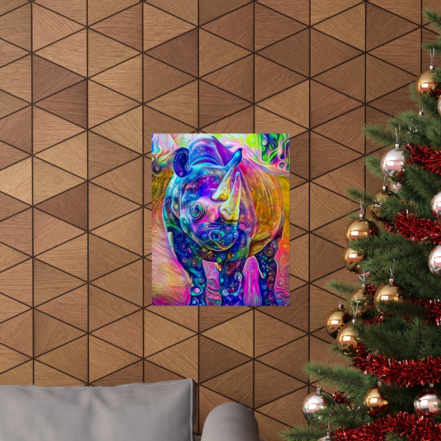 Rad Rainbow Rhino Premium Matte vertical posters