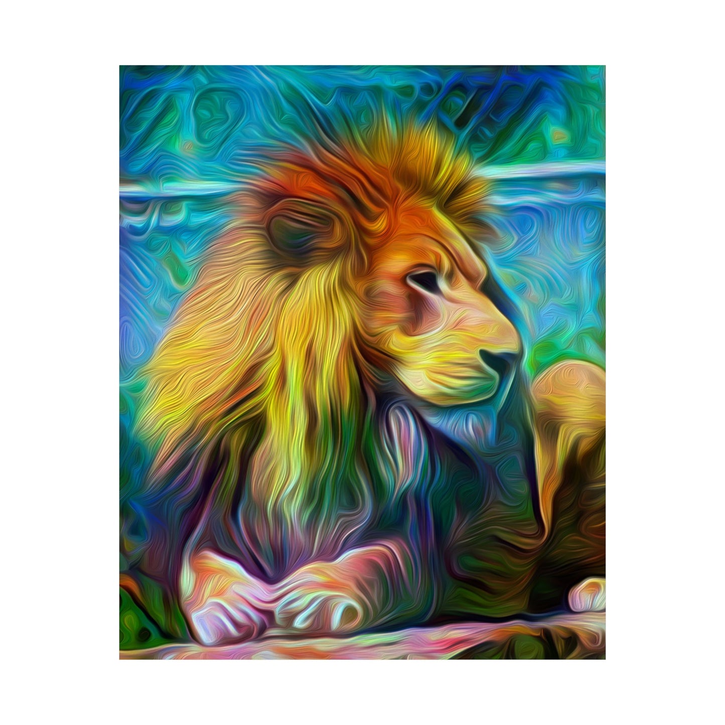 Under the Sun's Brilliant Blanket Lion Premium Matte vertical posters