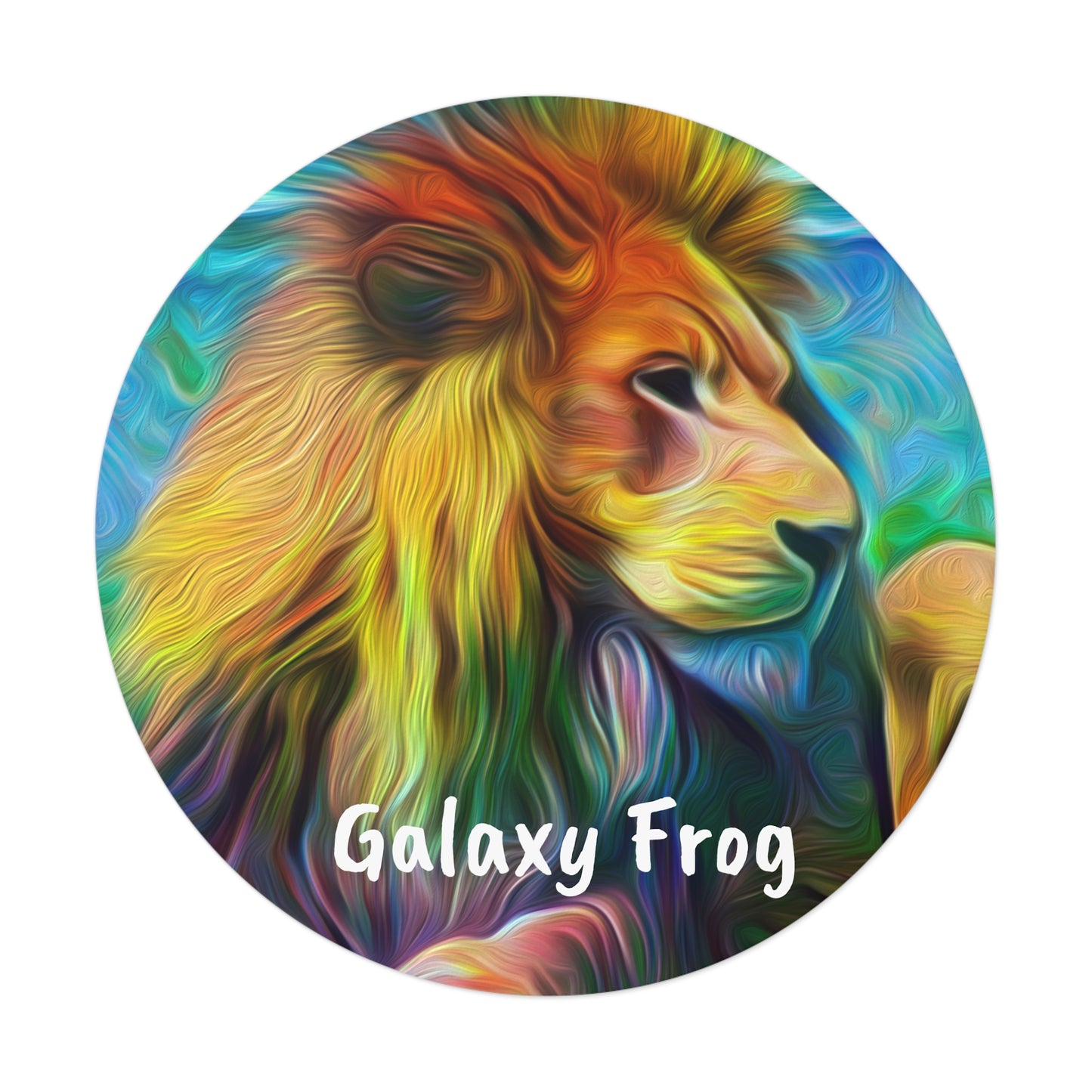 Galaxy Frog Lion Round Vinyl Stickers