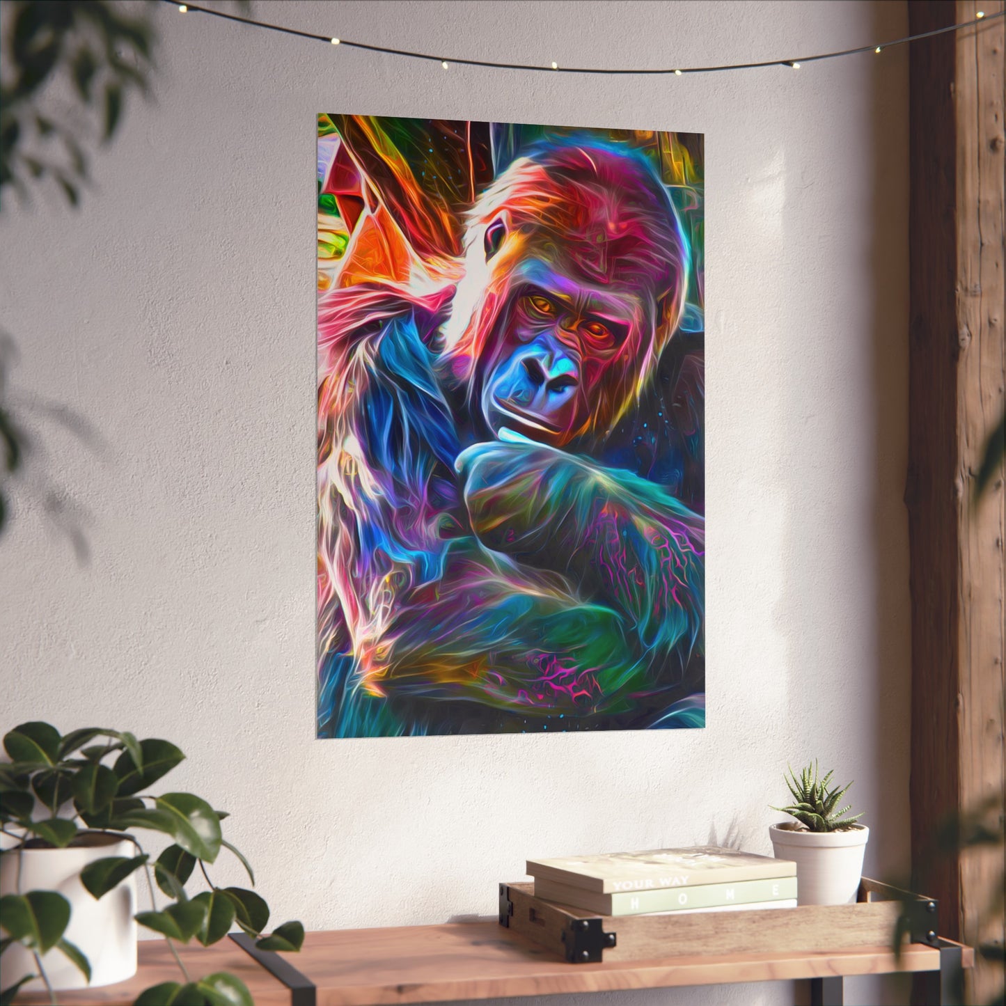 Neon Sunset Gorilla Premium Matte vertical posters