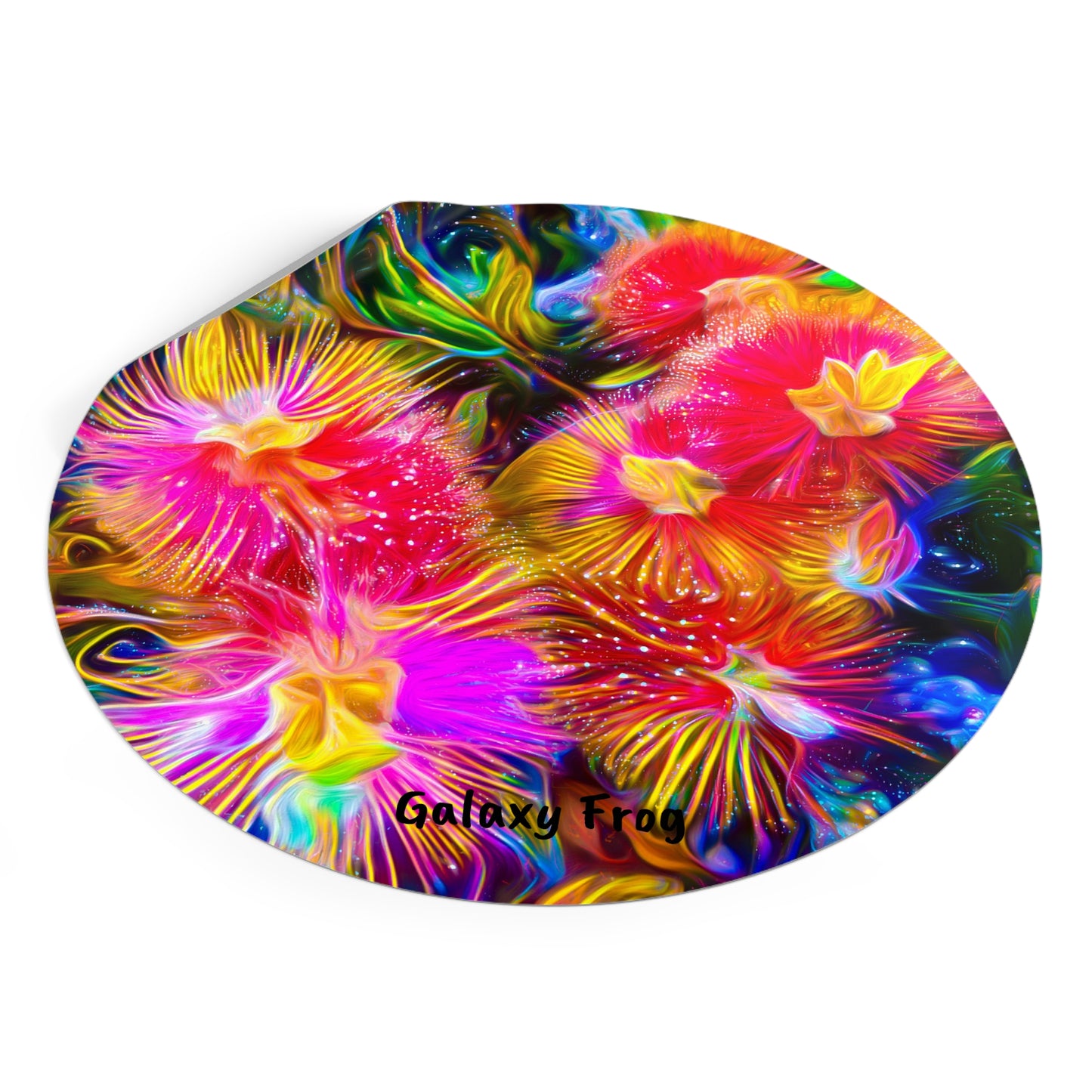 Galaxy Frog Flowers Round Vinyl Stickers