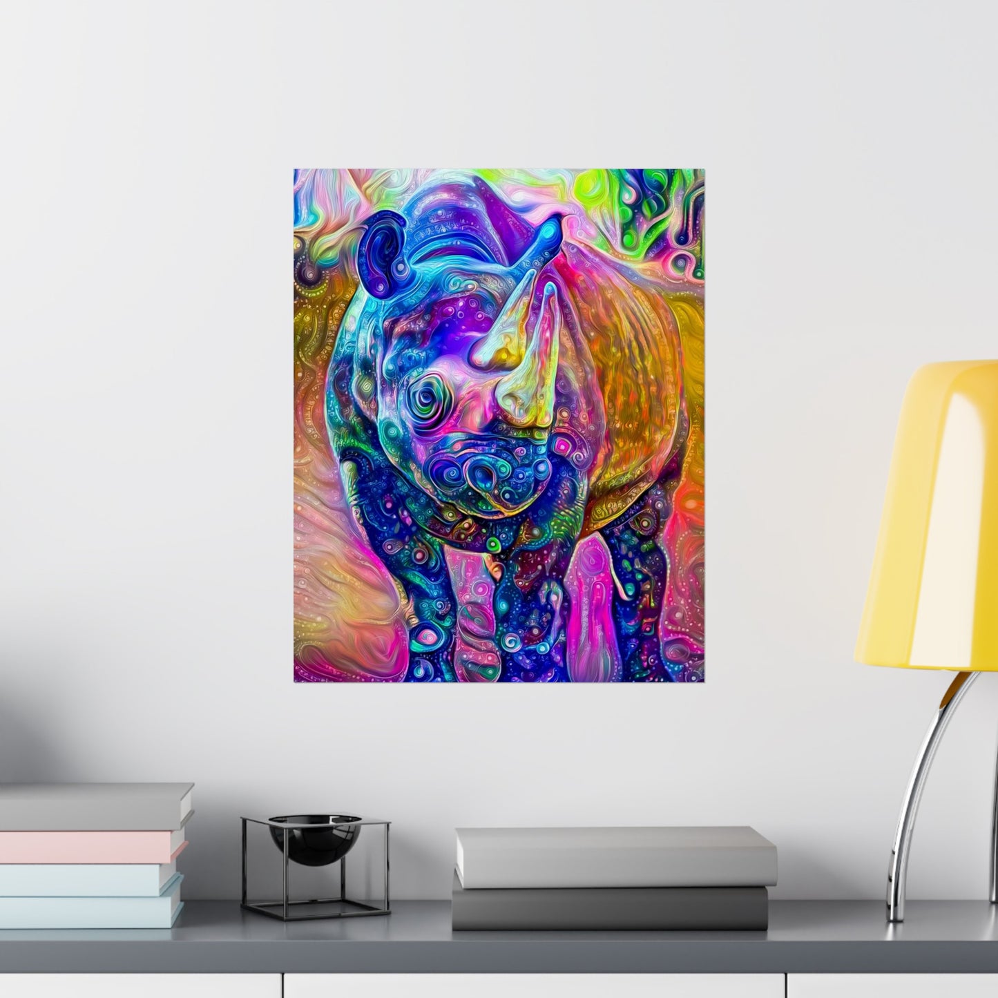 Rad Rainbow Rhino Premium Matte vertical posters