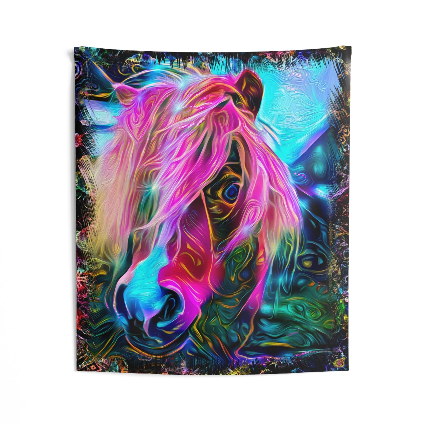 Galaxy Frog Psychedelic horse fractal cymatics indoor Wall Tapestries