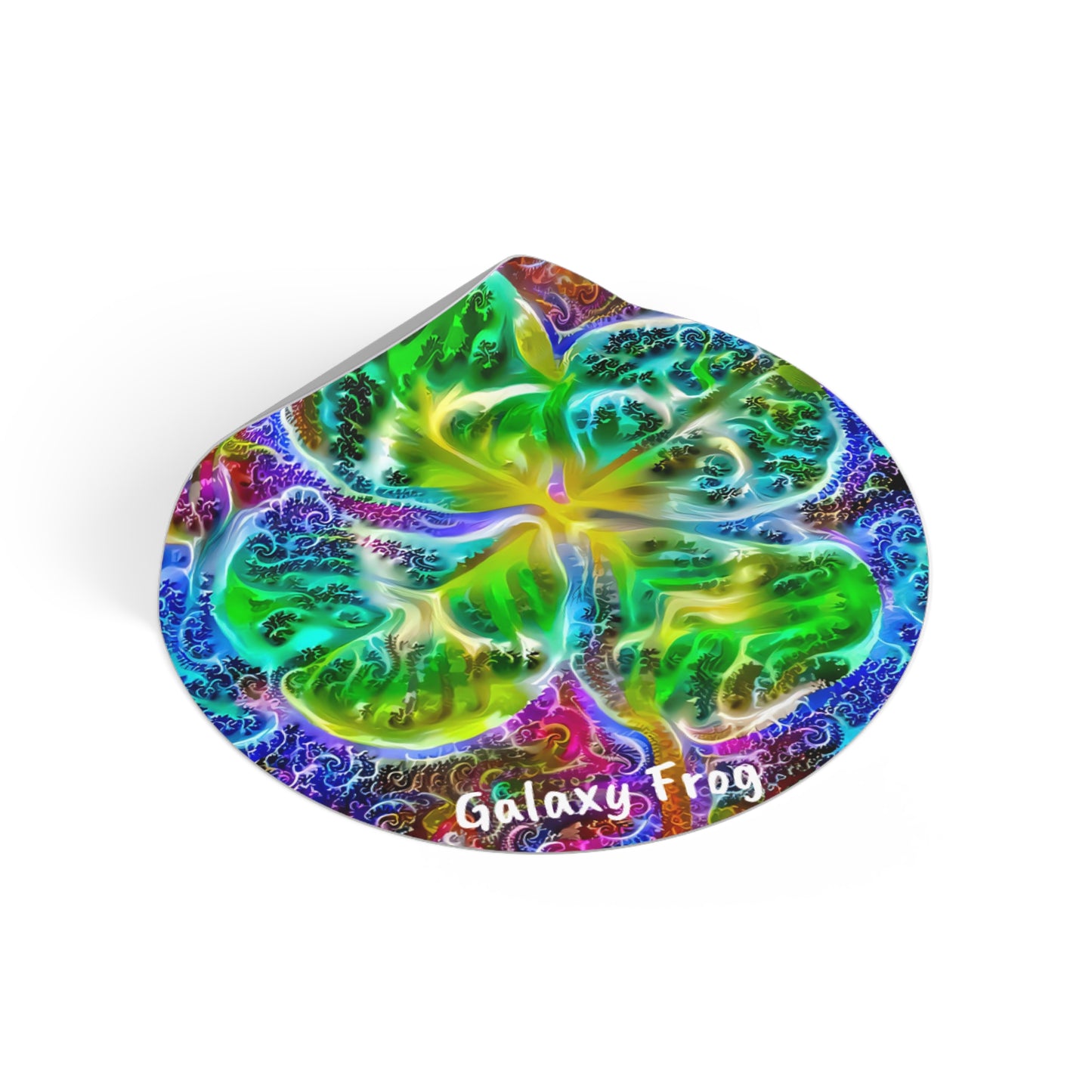 Galaxy Frog Clover Round Vinyl Stickers