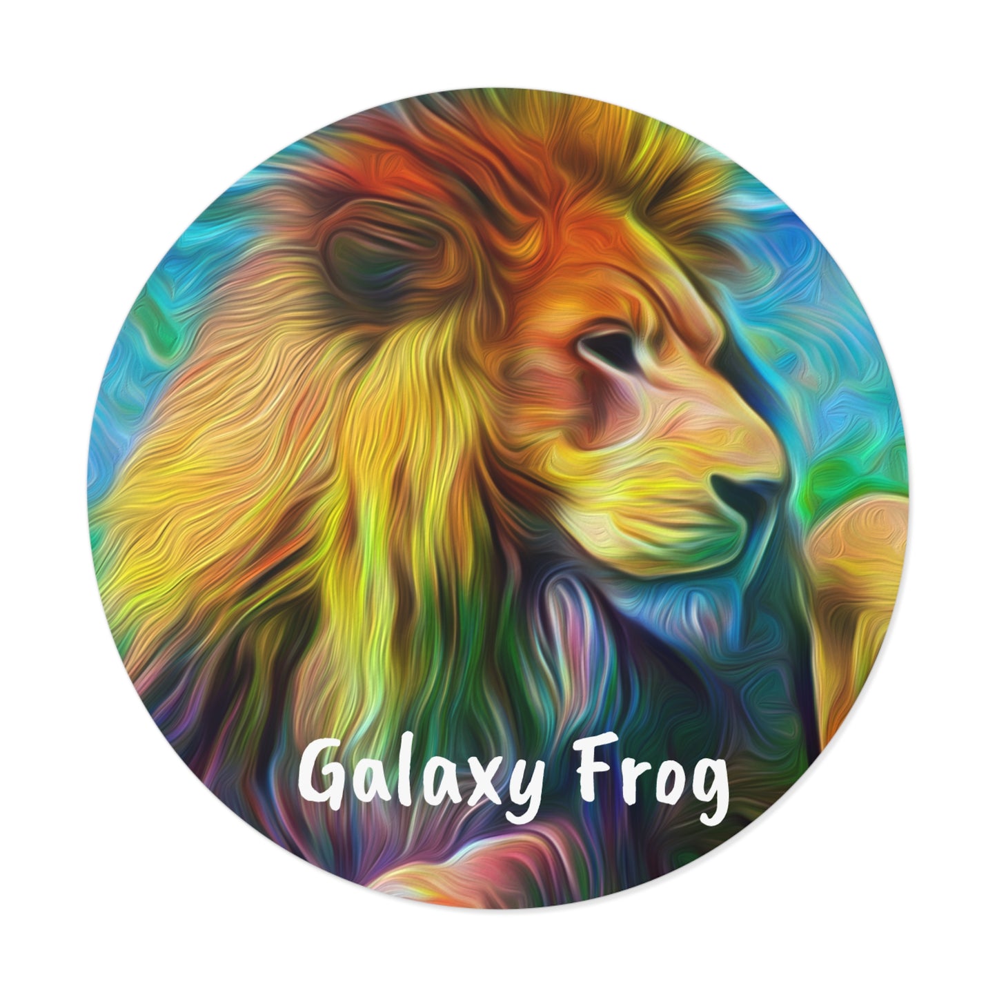 Galaxy Frog Lion Round Vinyl Stickers