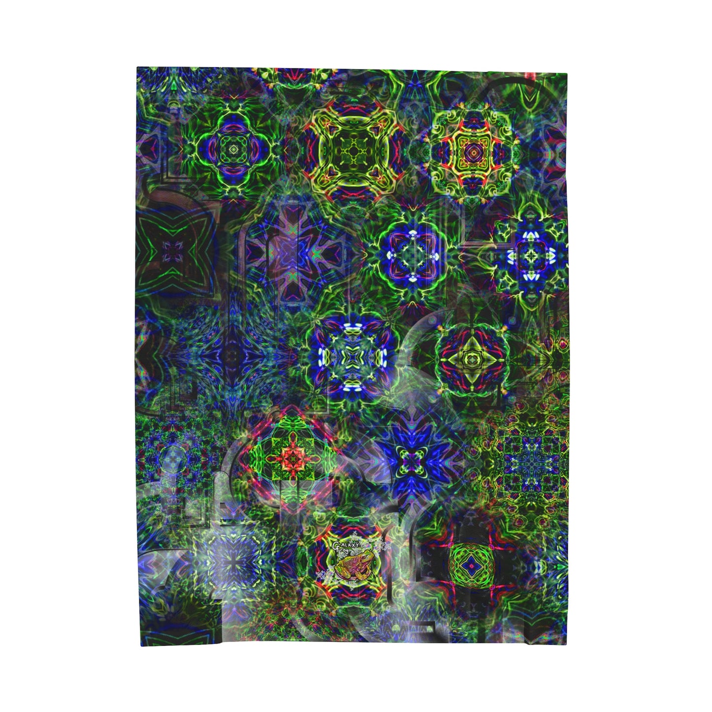 Galaxy Frog Happy and Healthy Cymagic Fractal Kaleidoscape Healing Blanket