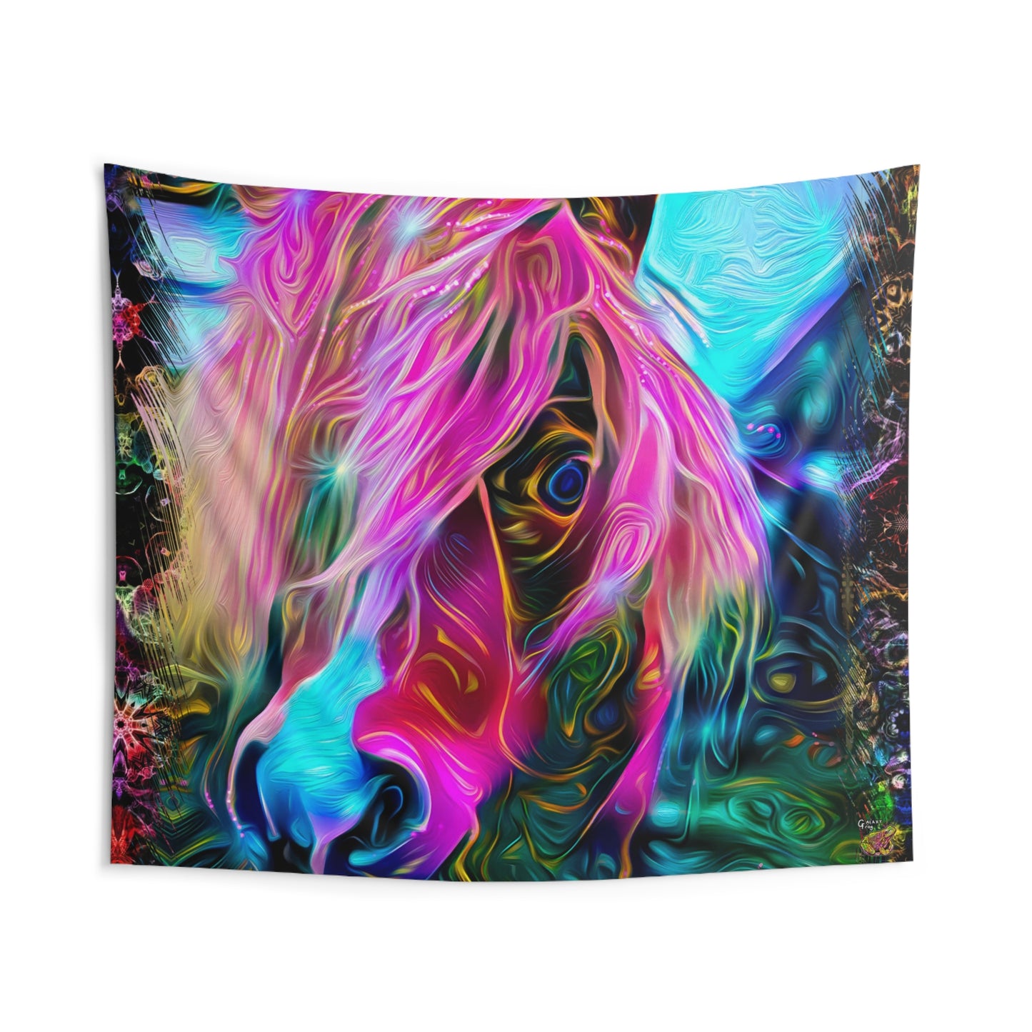 Galaxy Frog Psychedelic horse fractal cymatics indoor Wall Tapestries