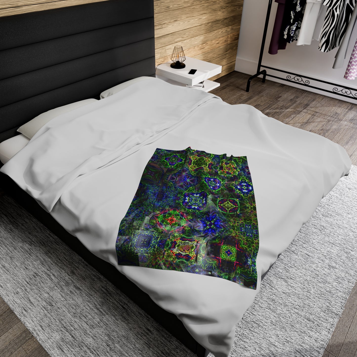 Galaxy Frog Happy and Healthy Cymagic Fractal Kaleidoscape Healing Blanket