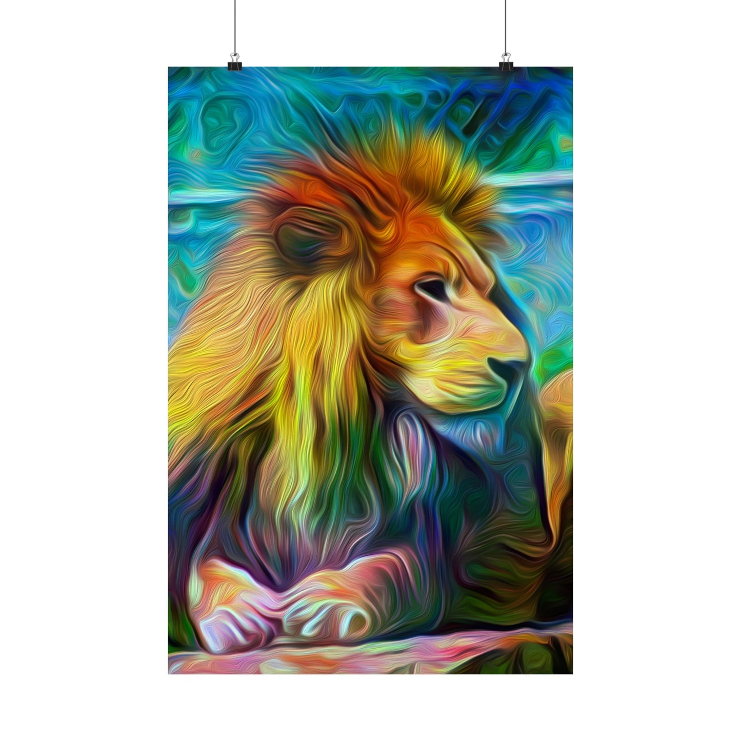 Under the Sun's Brilliant Blanket Lion Premium Matte vertical posters