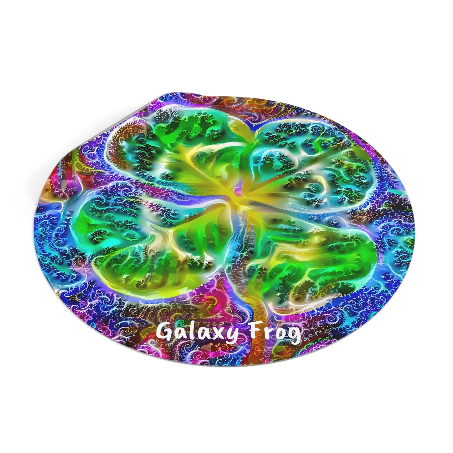 Galaxy Frog Clover Round Vinyl Stickers