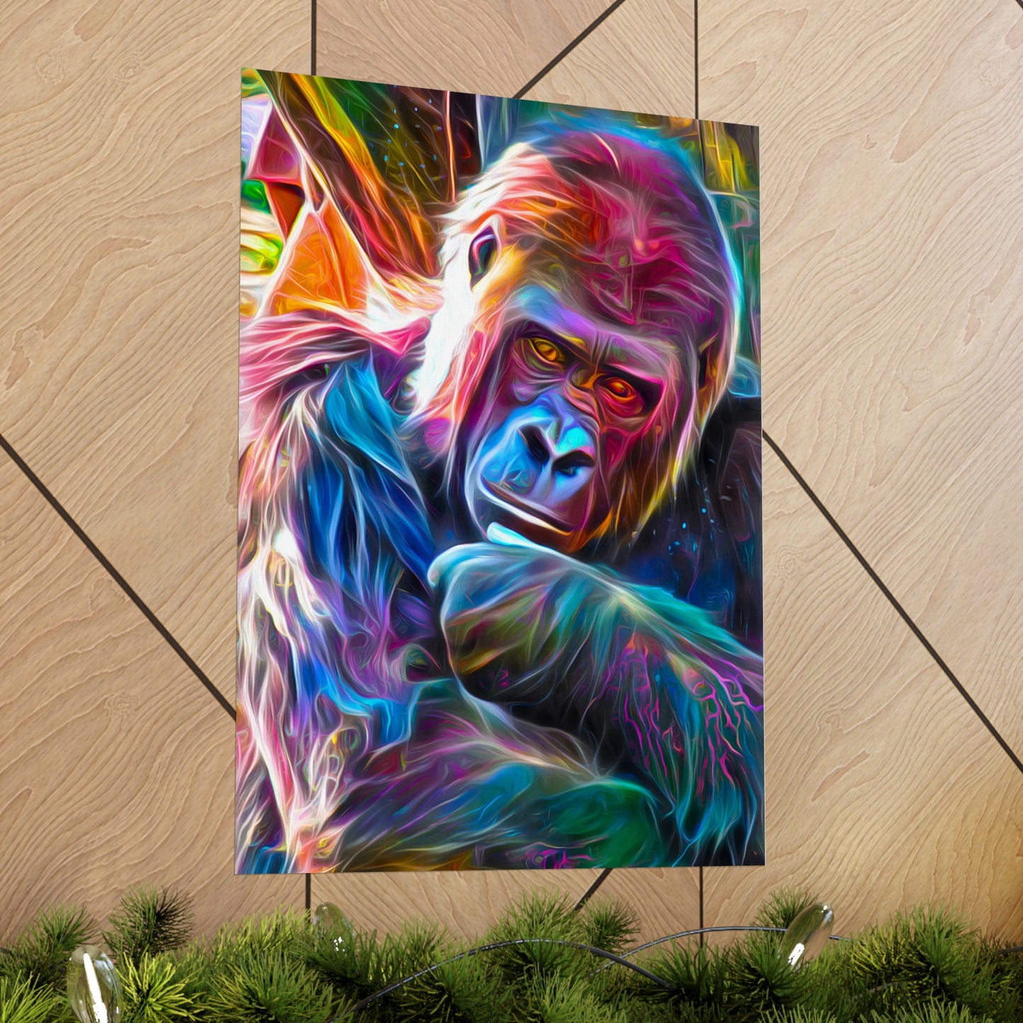 Neon Sunset Gorilla Premium Matte vertical posters