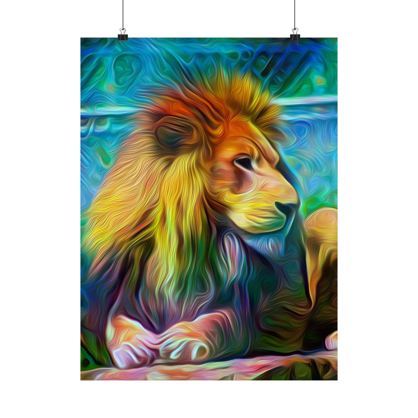 Under the Sun's Brilliant Blanket Lion Premium Matte vertical posters