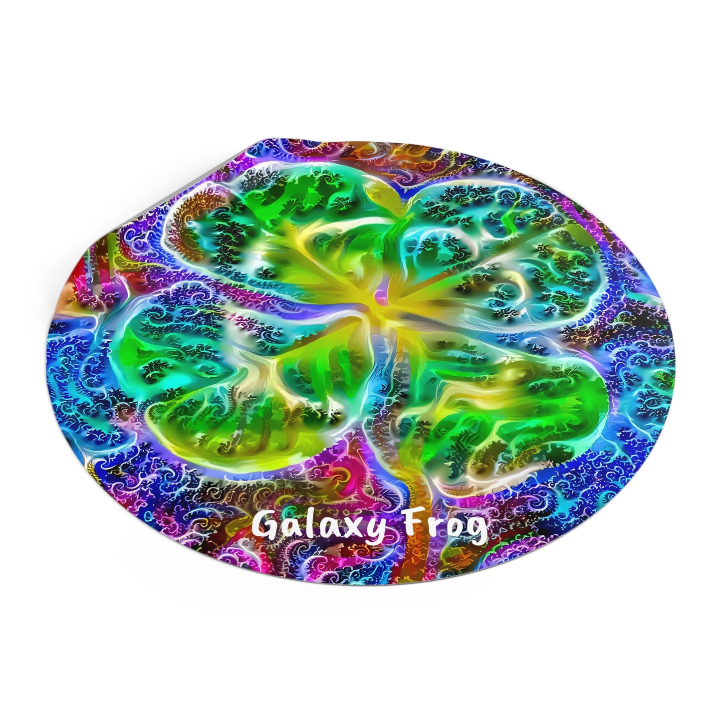 Galaxy Frog Clover Round Vinyl Stickers