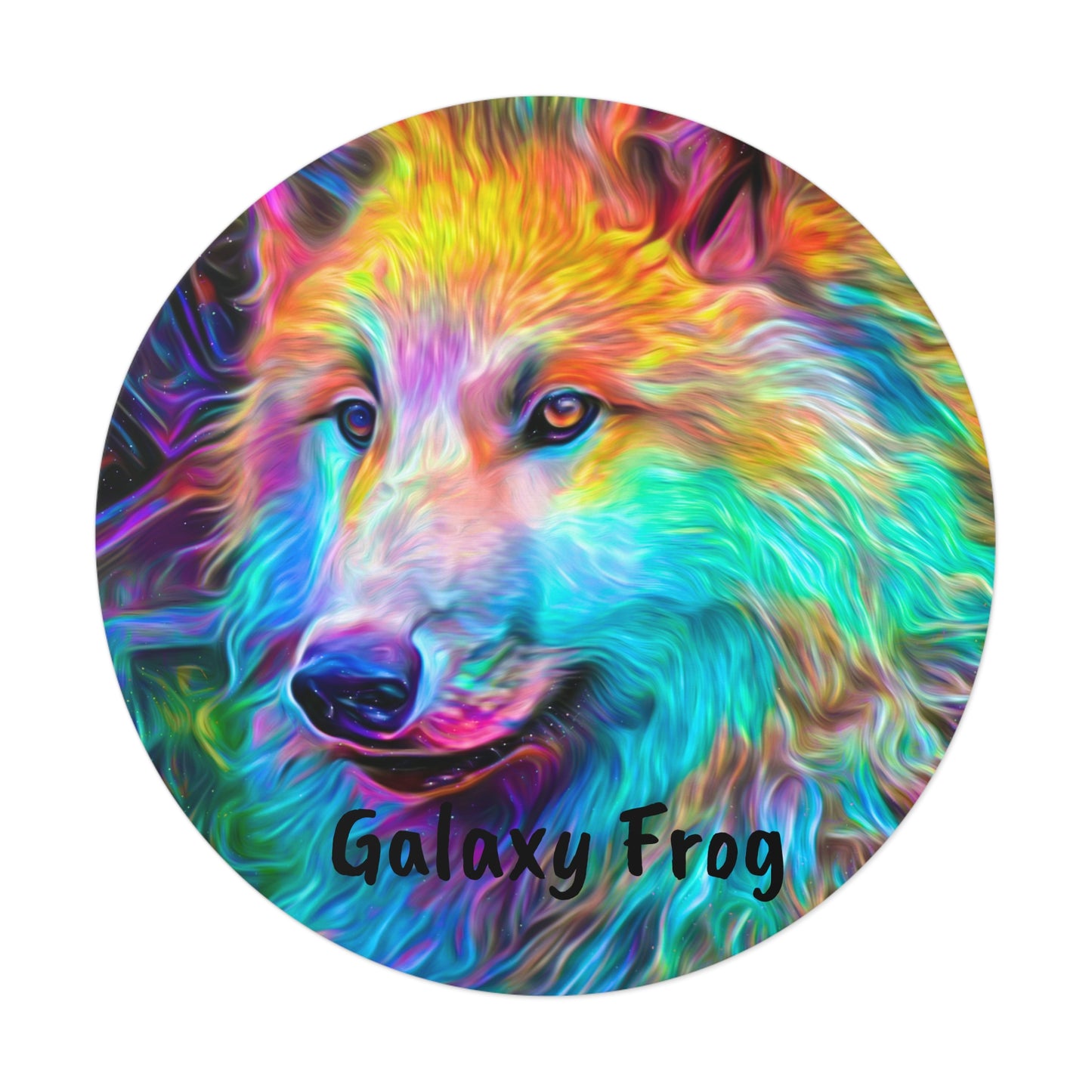 Galaxy Frog Wolf Round Vinyl Stickers