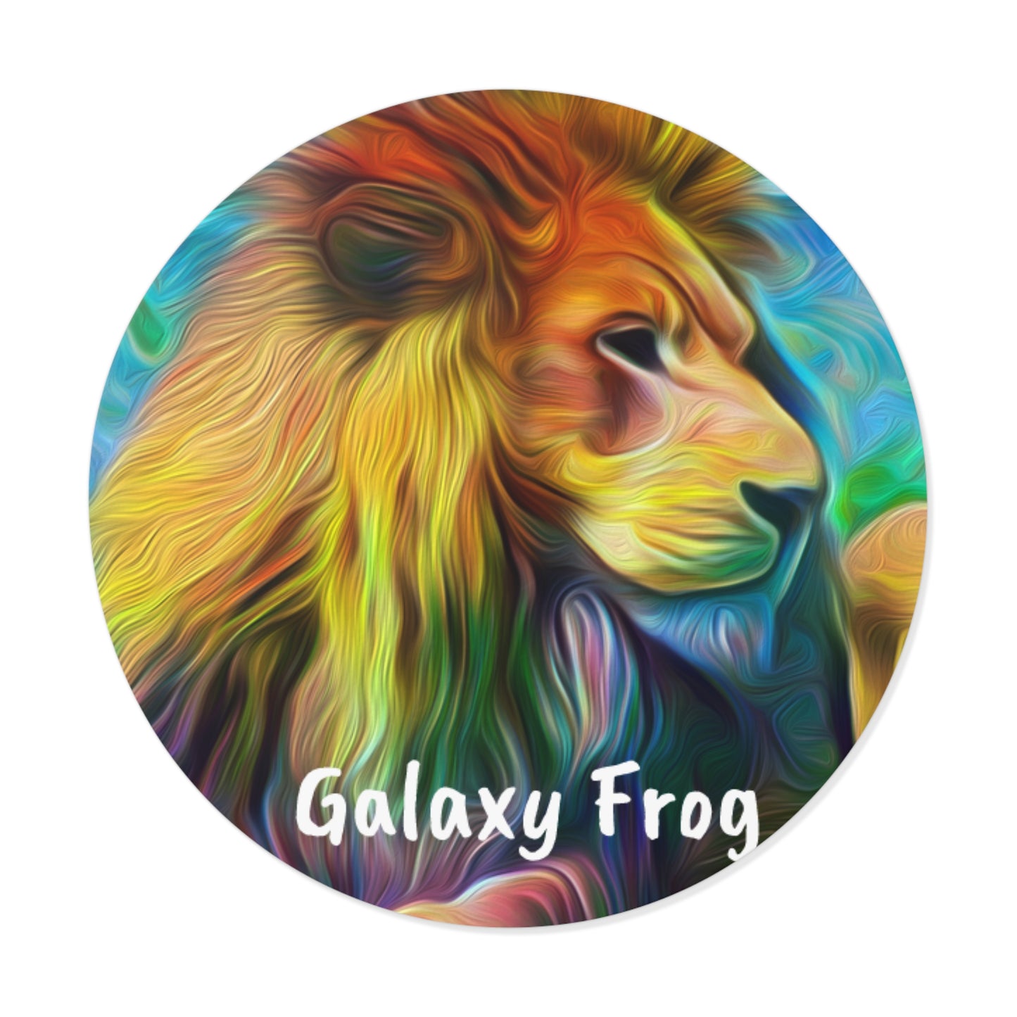 Galaxy Frog Lion Round Vinyl Stickers