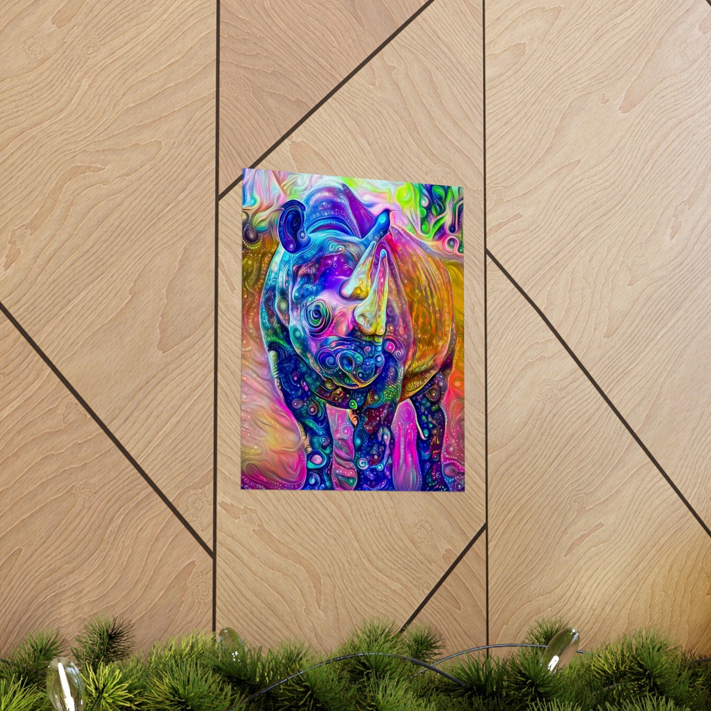 Rad Rainbow Rhino Premium Matte vertical posters