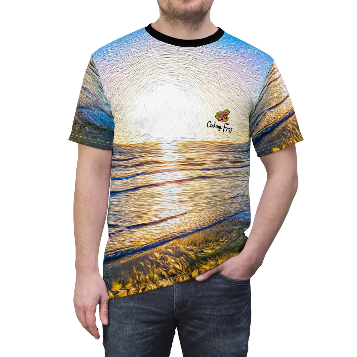 Shining Oceanside Sunset Unisex AOP Cut & Sew Tee