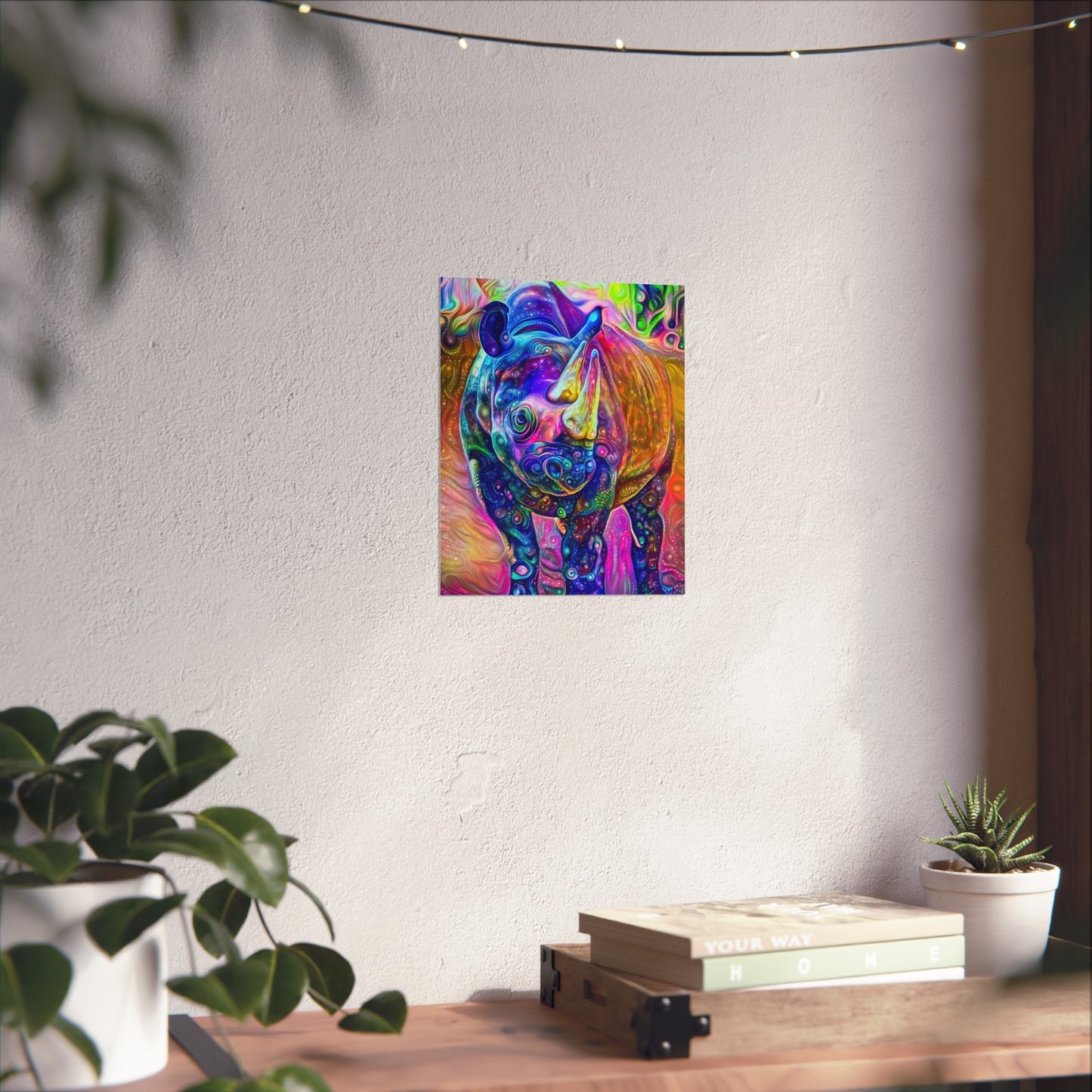 Rad Rainbow Rhino Premium Matte vertical posters