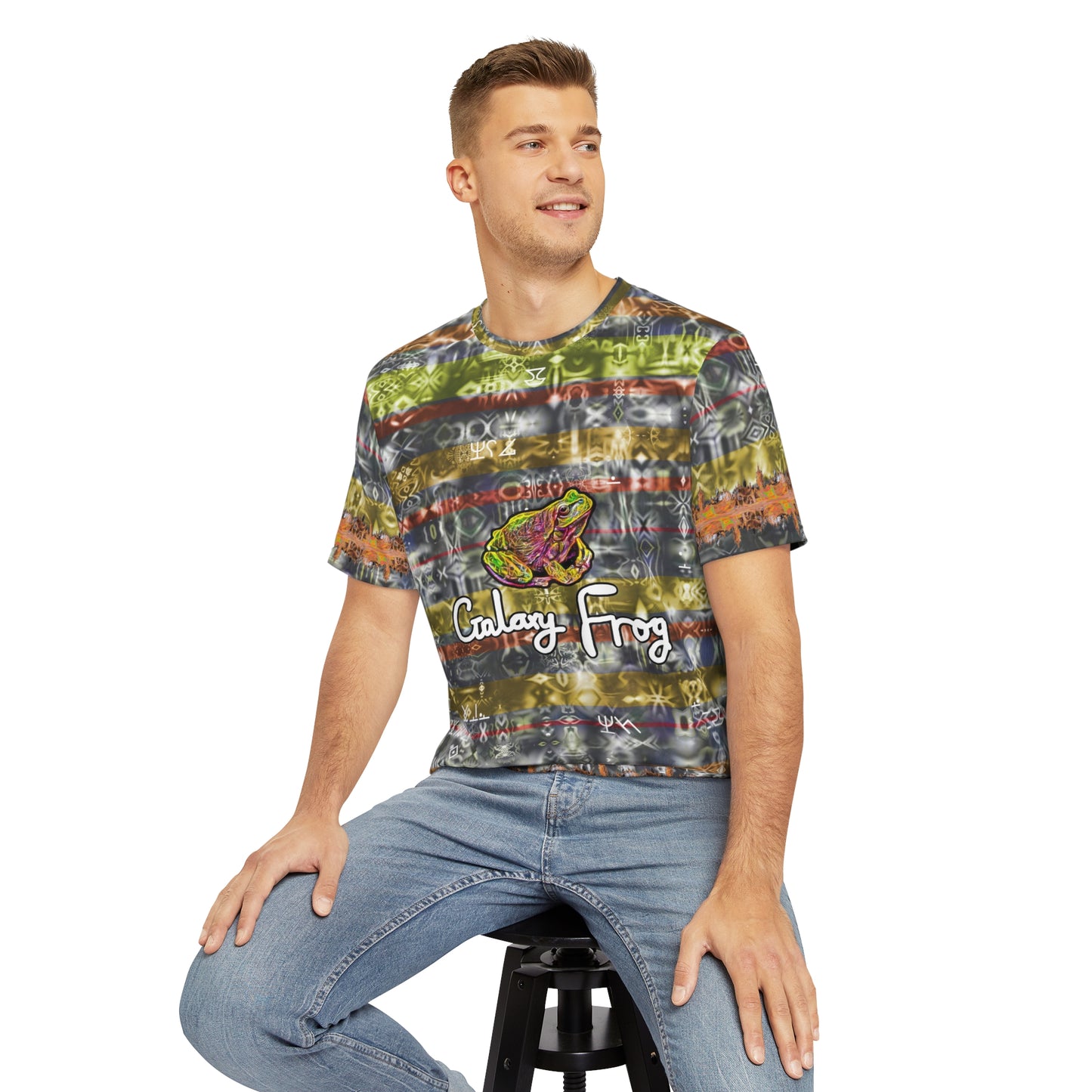 Galaxy Frog Fractal Cymatics Art Men's Polyester Tee (AOP) 0005